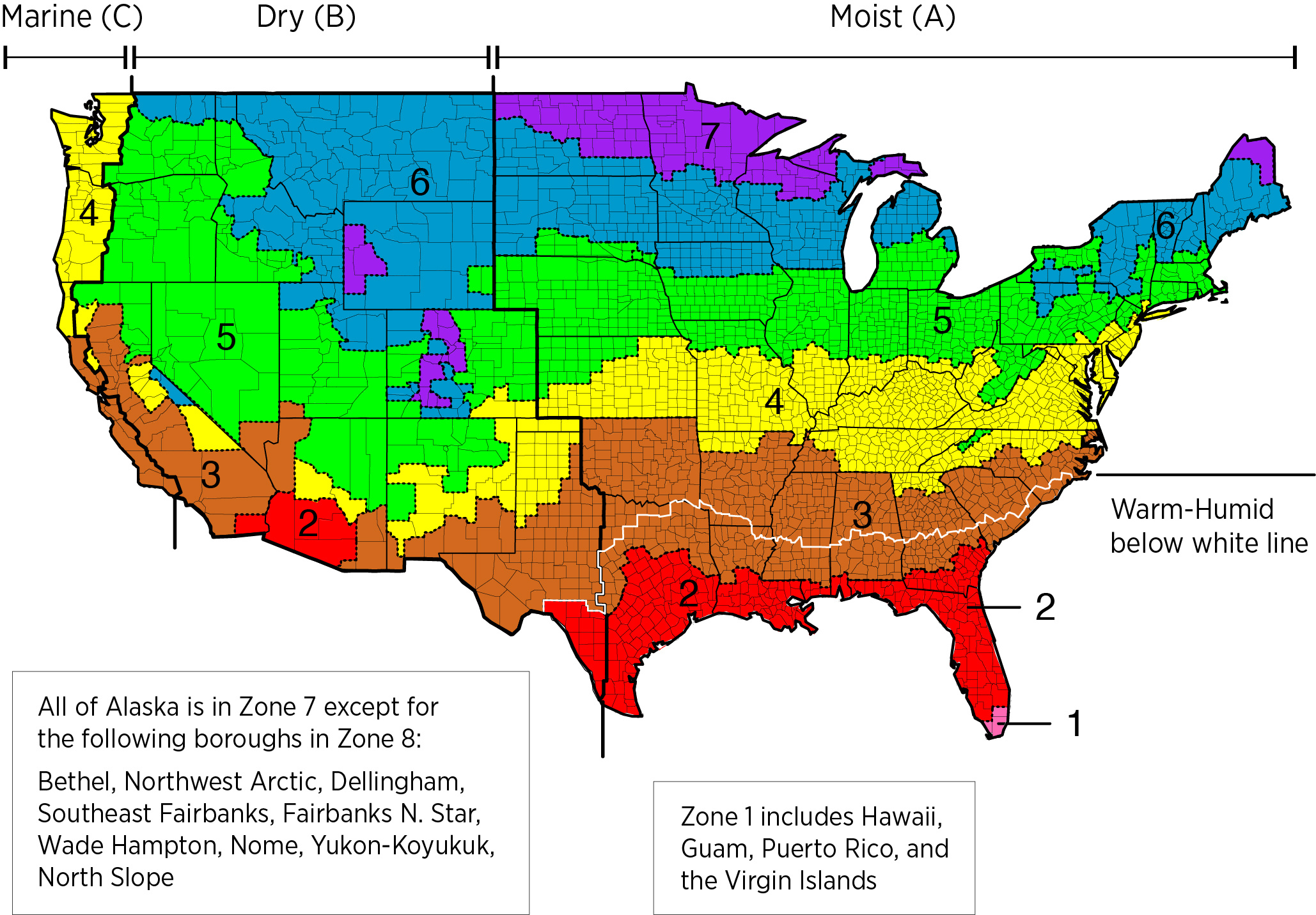 Iecc Climate Zone Map | Building America Solution Center for Map Of Growing Zones In Usa