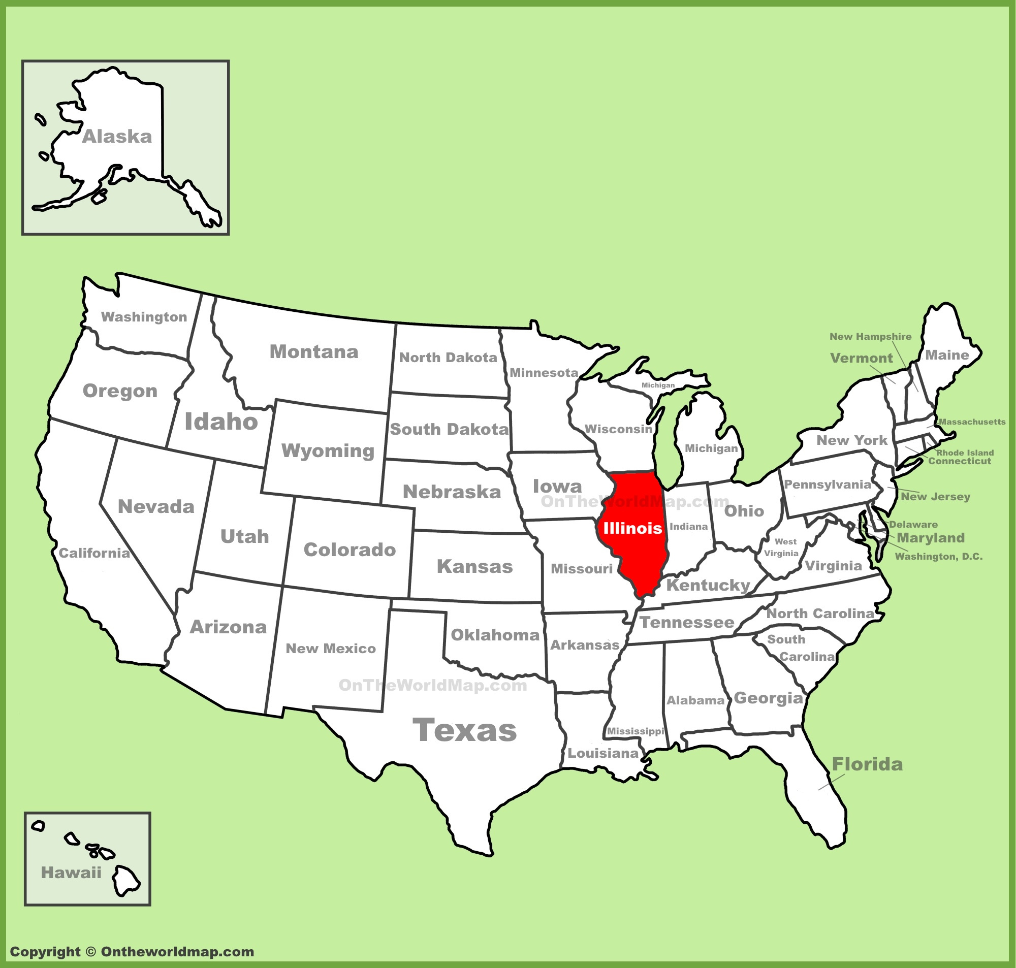 Illinois Location On The U.s. Map - Ontheworldmap intended for Illinois On the Map of USA