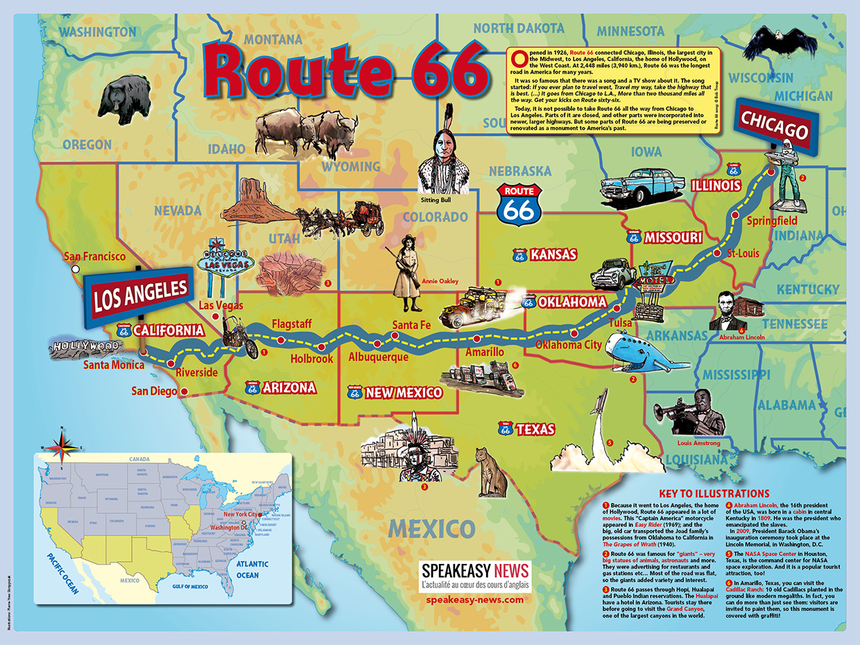 Illustrated Route 66 Poster – Speakeasy News with regard to Free Map Of Route 66 Usa