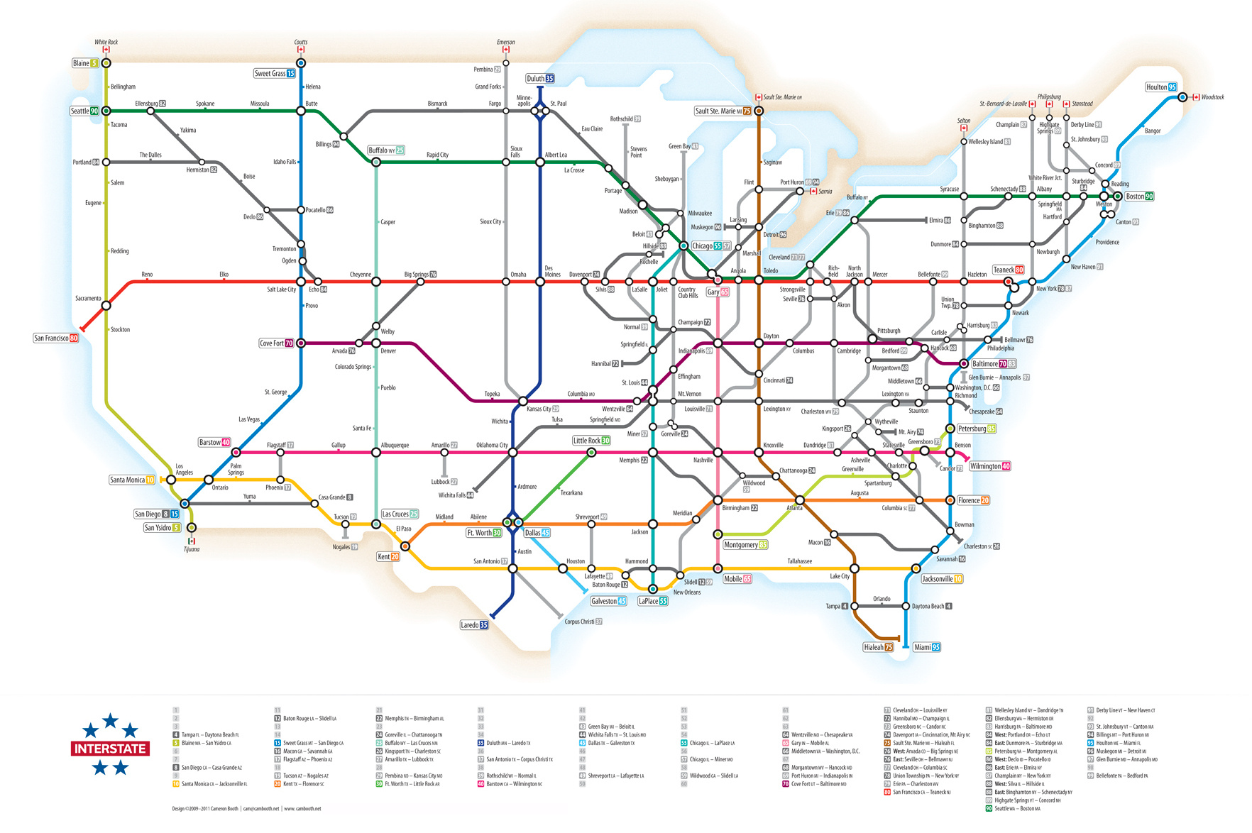 Infographic: U.s. Interstate Highways, As A Transit Map throughout Map of USA Showing Interstate Highways