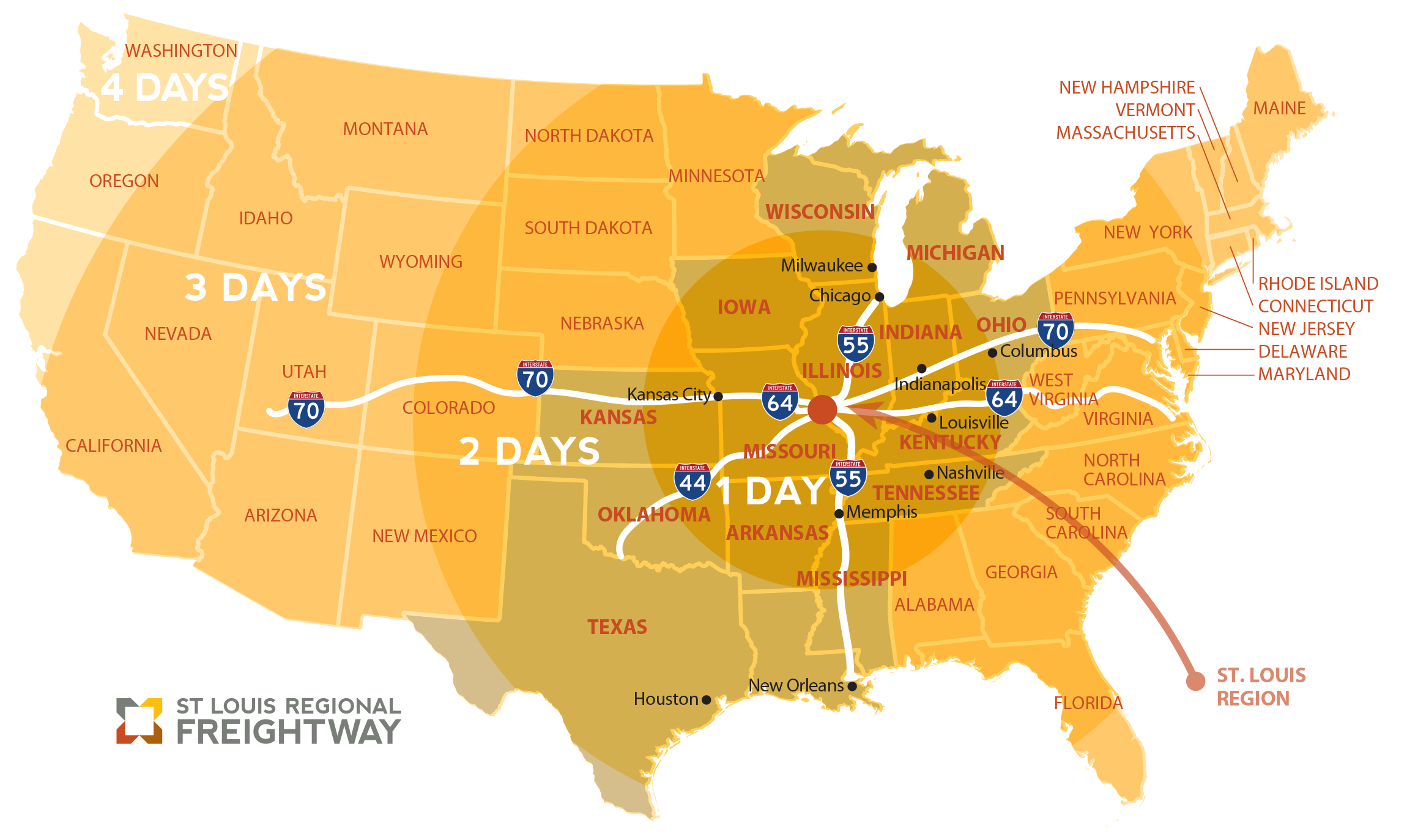 Interstates With National Access - St. Louis Regional Freightway with regard to St Louis On Map of USA