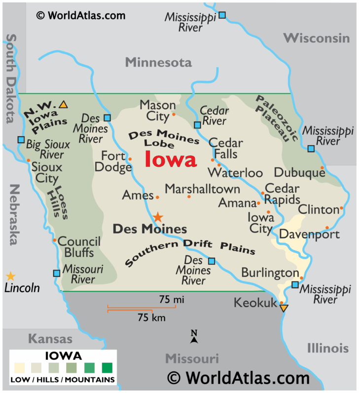 Show Iowa On Map of USA