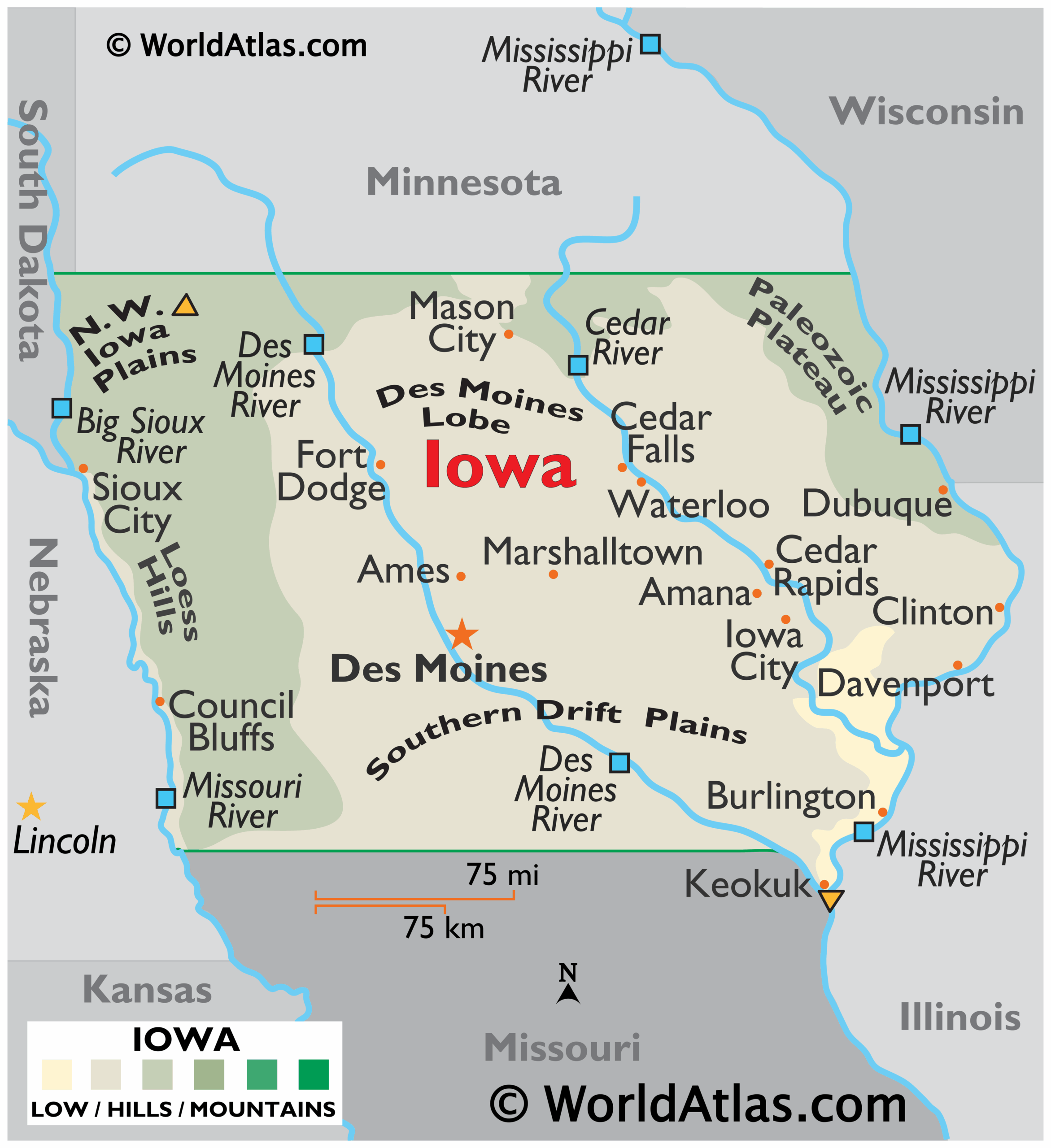 Iowa Maps &amp;amp; Facts - World Atlas throughout Show Iowa On Map Of Usa