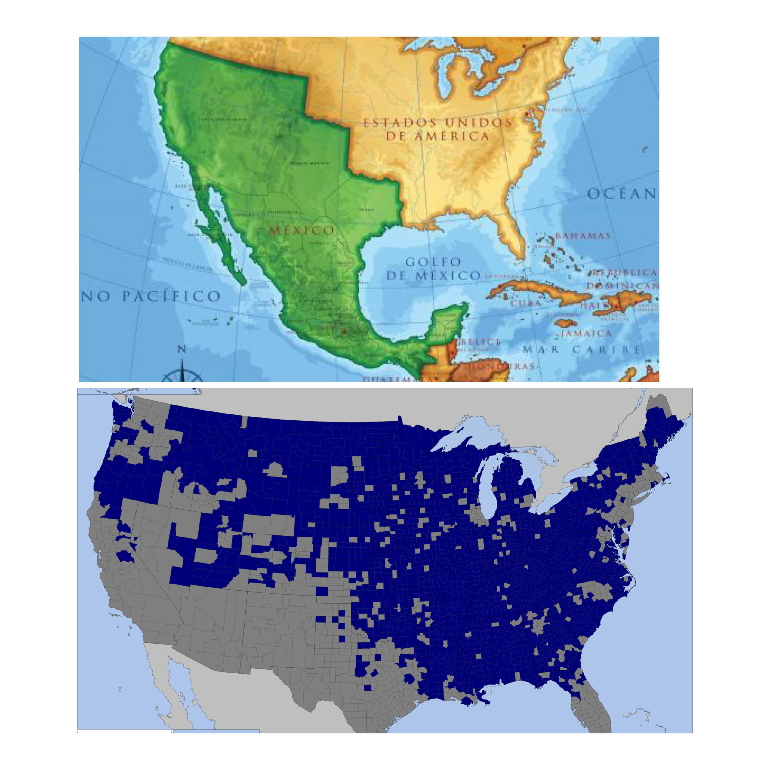 Juxtaposed : Pre Mexican-American War(1846-1848) Vs Map Of Us throughout Map of USA Before Mexican War