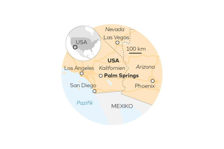 Palm Springs On Map of USA