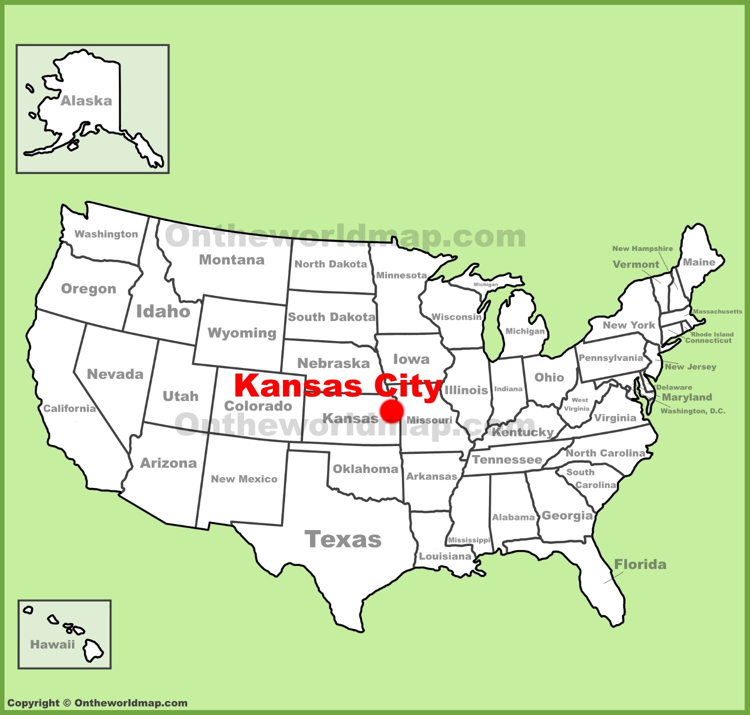 Kansas City (Kansas) Location On The U.s. Map - Ontheworldmap in Map Of Usa Showing Kansas City