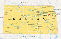 Kansas, Ks, Political Map With Capital Topeka, Important Rivers intended for Kansas City On A Map Of Usa