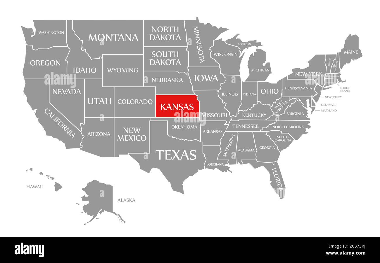 Kansas Rot Markiert Auf Der Karte Der Vereinigten Staaten Von within Where Is Kansas On The Map Of Usa