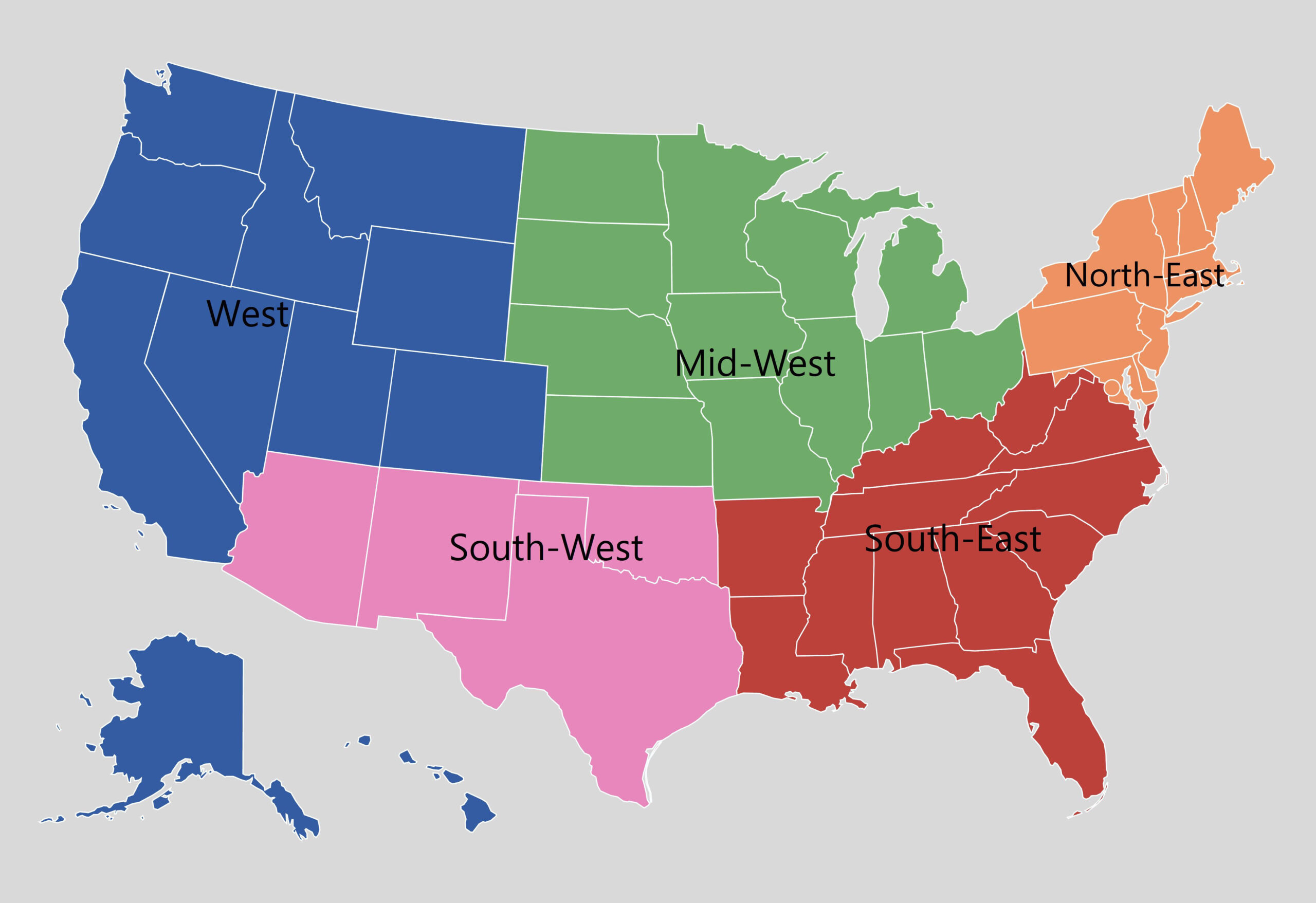 Karte Der Regionen Der Usa : R/Mapporn regarding Map Of Usa North South East West