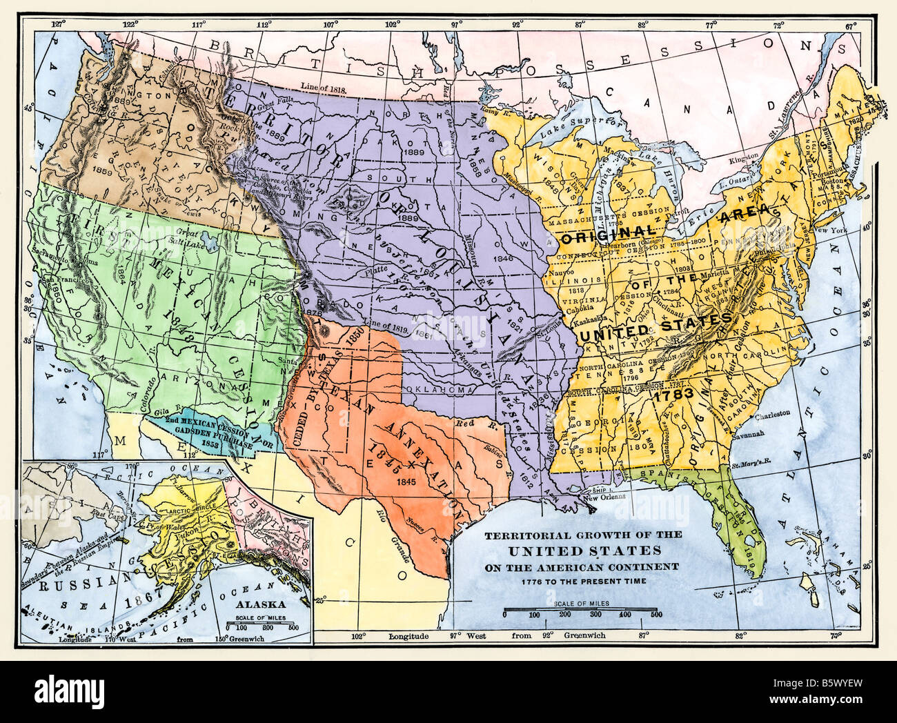 Karte Der Territorialen Entwicklung Der Kontinentalen Usa 1776 Bis regarding Map of the USA In 1776