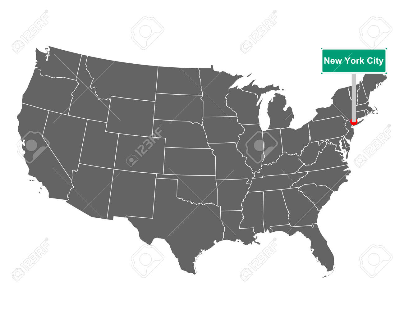 Karte Der Usa Mit Straßenschild New York City Lizenzfrei Nutzbare intended for Where Is New York On The Map Of The Usa