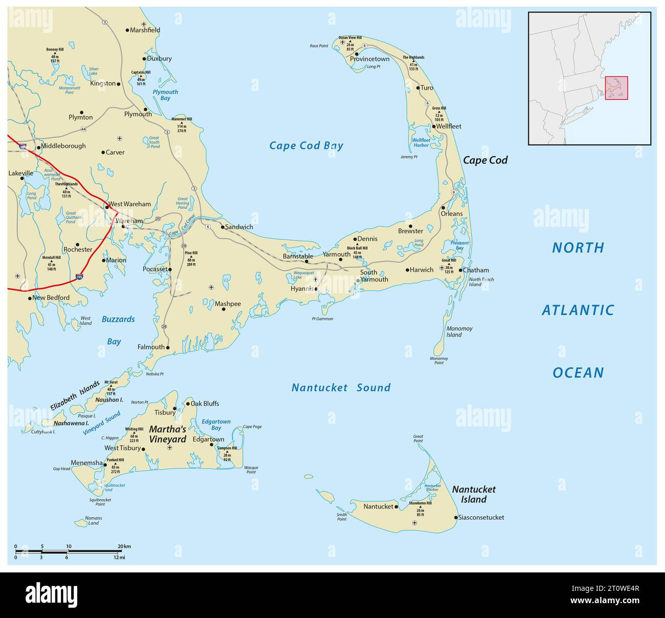 Karte Von Cape Cod -Fotos Und -Bildmaterial In Hoher Auflösung – Alamy with Cape Cod On Map of USA