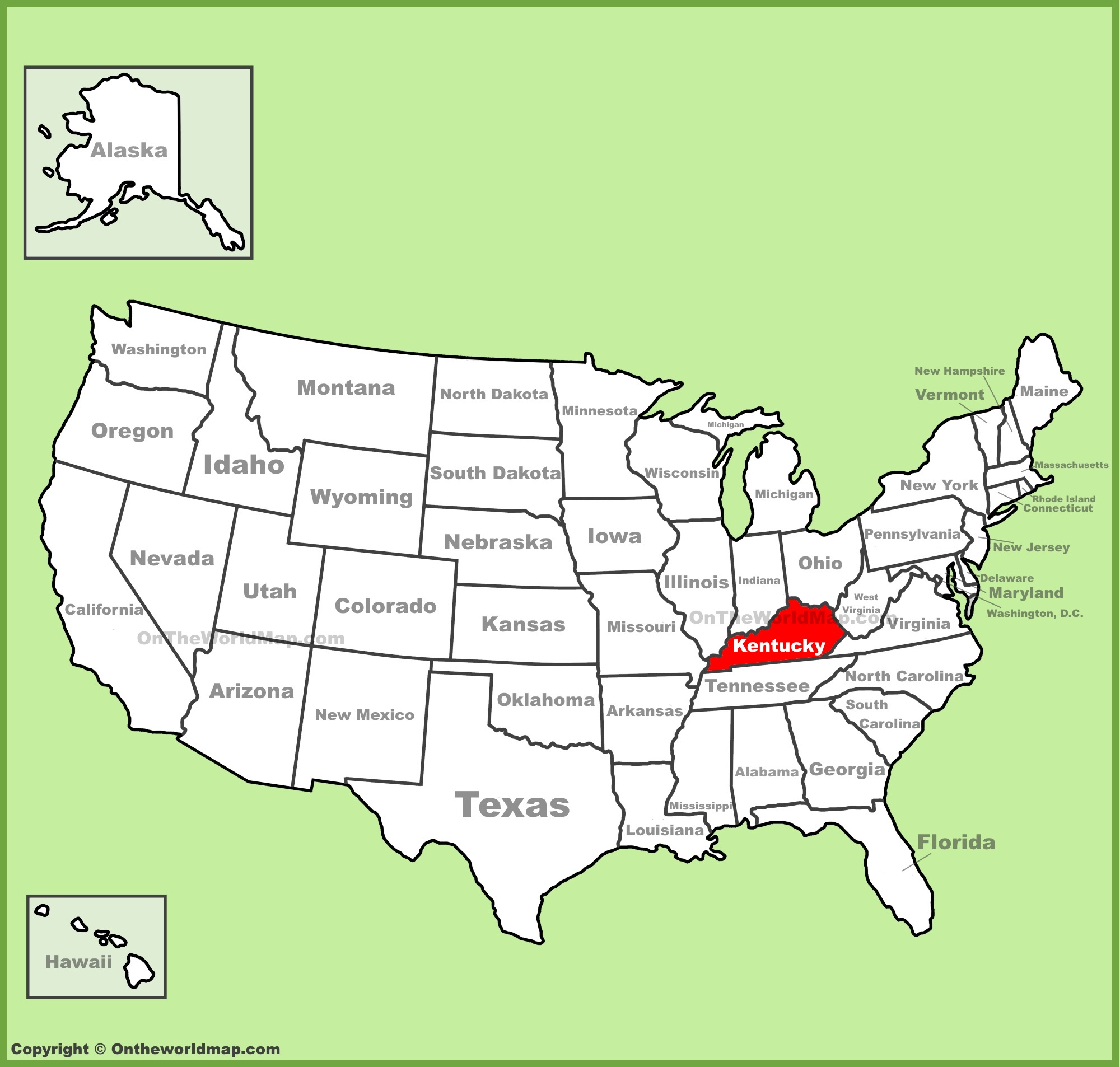 Kentucky Location On The U.s. Map - Ontheworldmap regarding Where Is Kentucky On the Map of USA