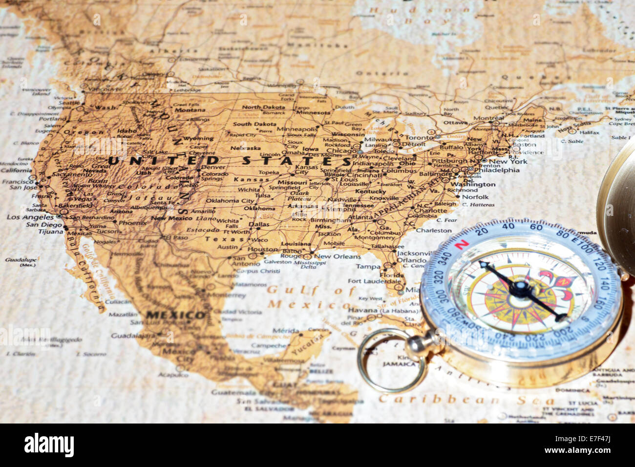 Kompass Auf Einer Karte Zeigen In Vereinigte Staaten, Planen Eine intended for Map Of The Usa With Compass
