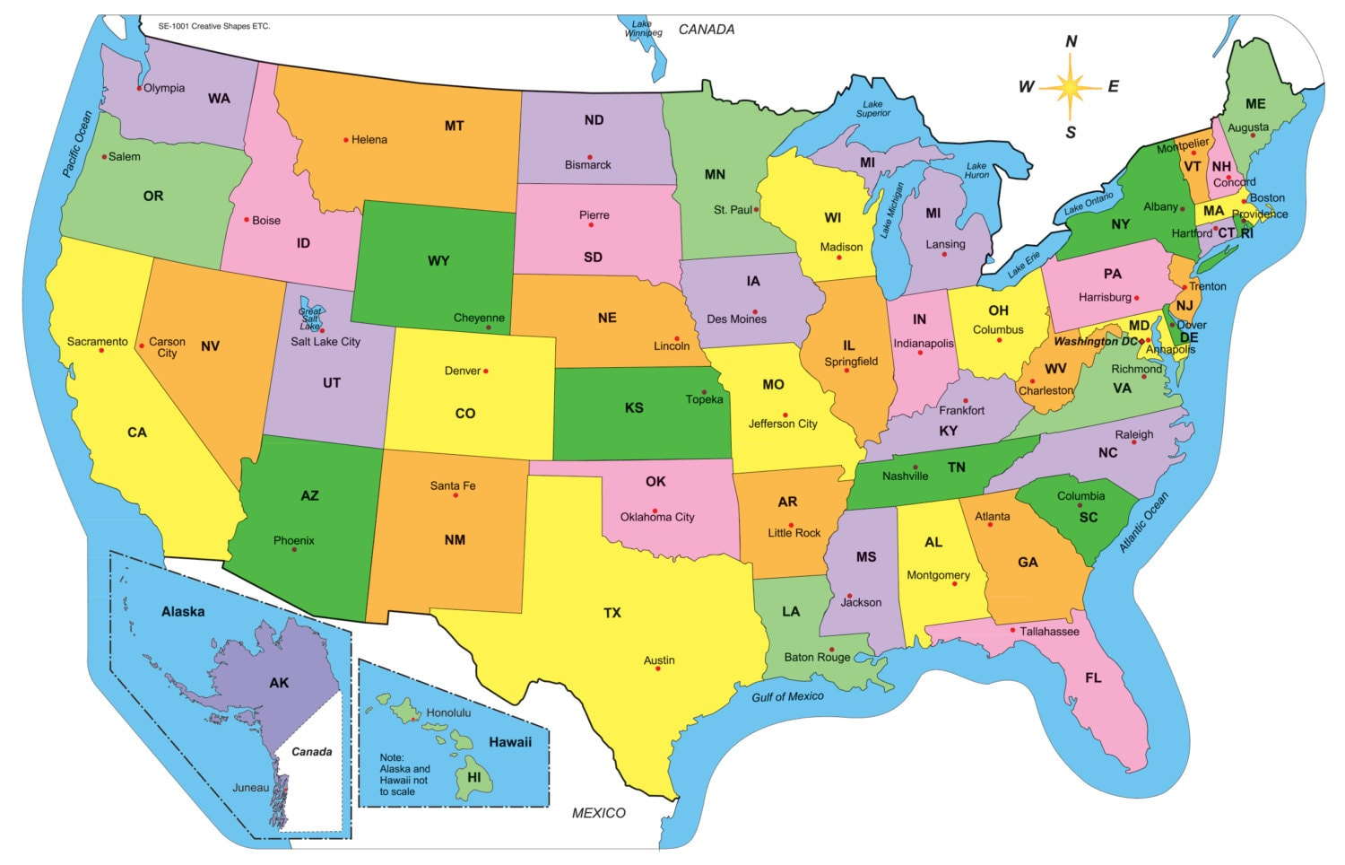 Labeled U.s. Practice Map in Map Of The Usa With States Labeled