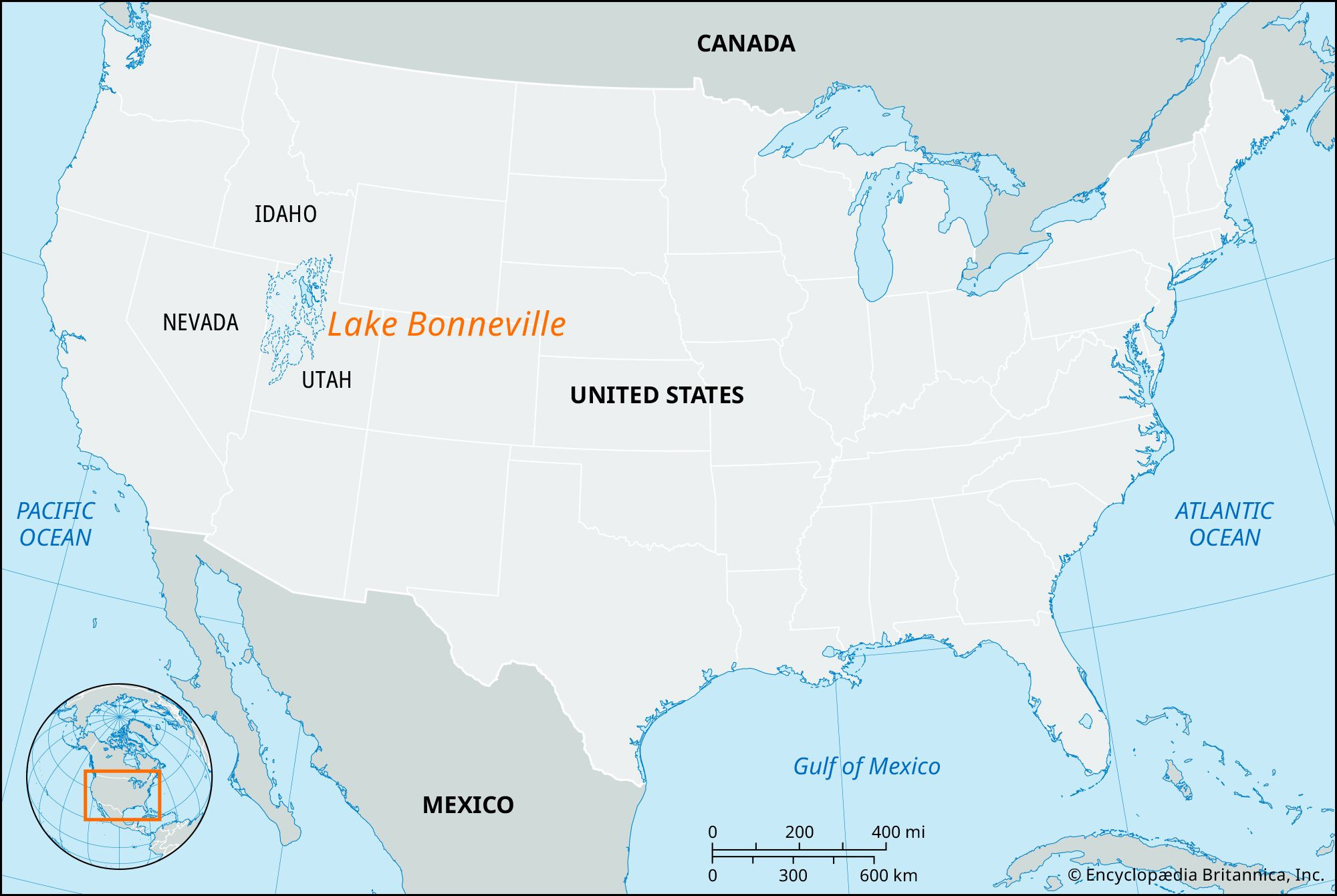 Lake Bonneville | Map, History, United States, &amp;amp; Facts | Britannica inside Great Salt Lake On Map of USA