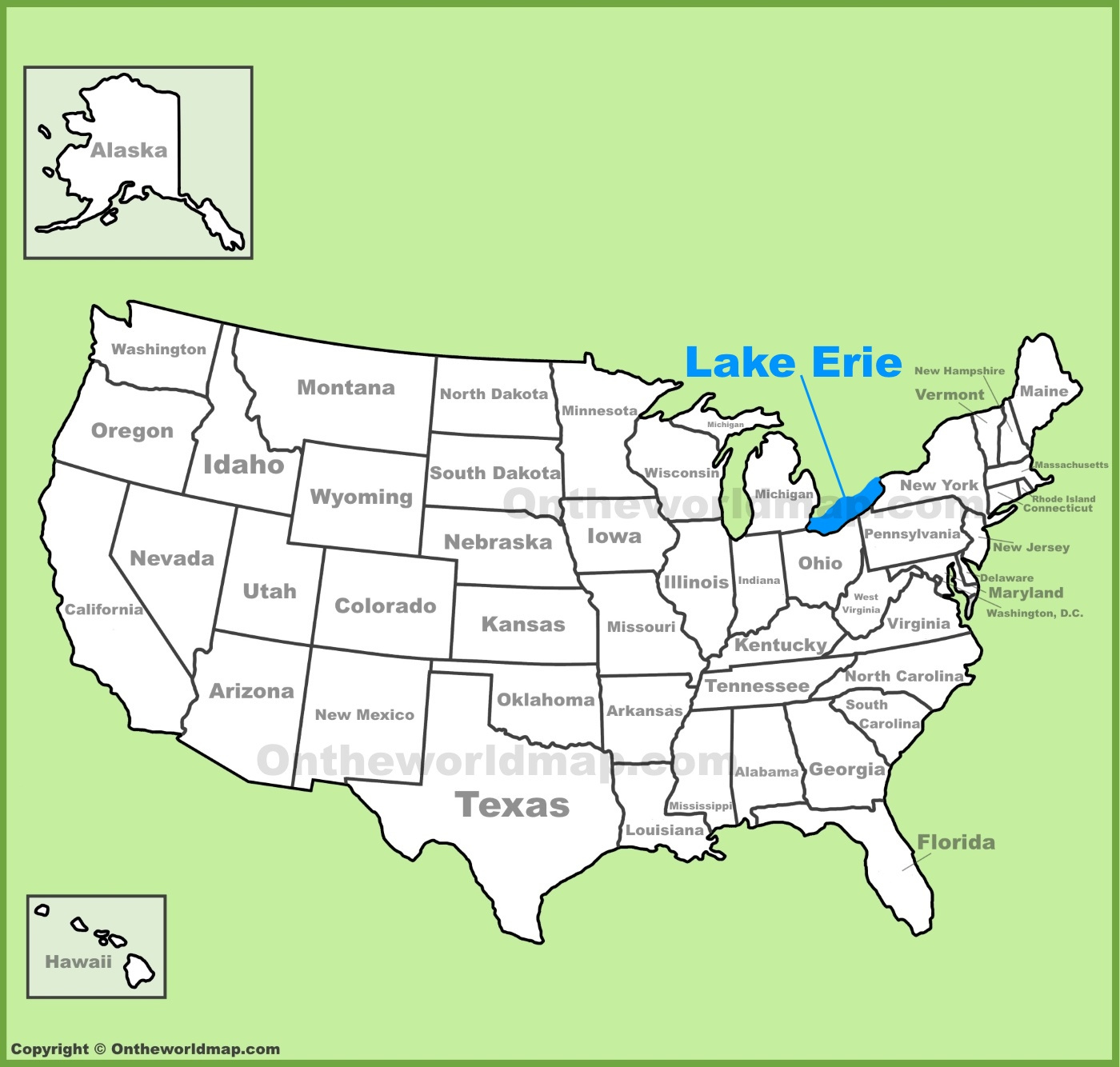 Lake Erie Location On The U.s. Map - Ontheworldmap throughout Lake Erie On Map Of Usa
