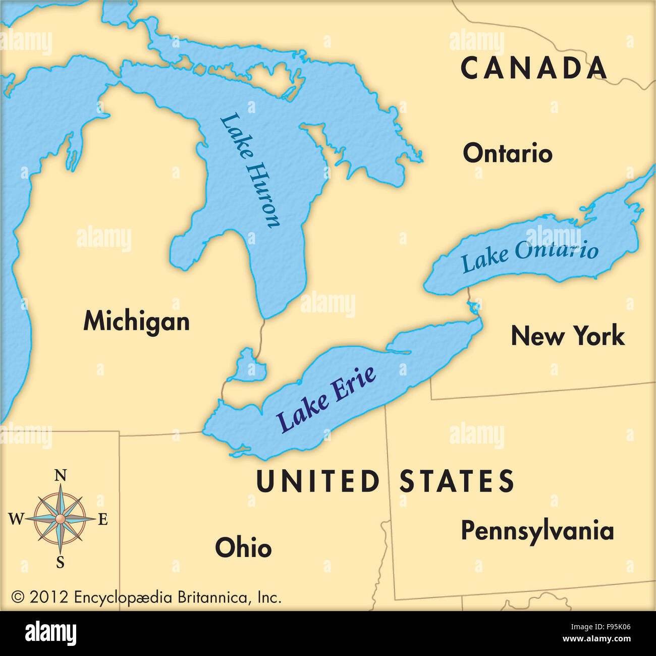 Lake Erie Maps Cartography Geography Lake Erie Hi-Res Stock inside Lake Erie On Map Of Usa