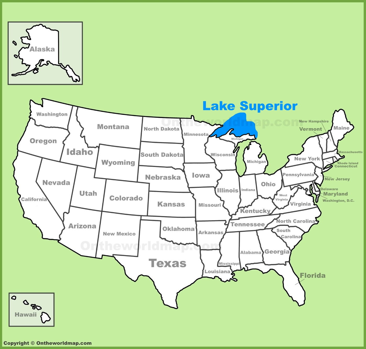 Lake Superior Location On The U.s. Map - Ontheworldmap intended for Lake Superior On Map of USA