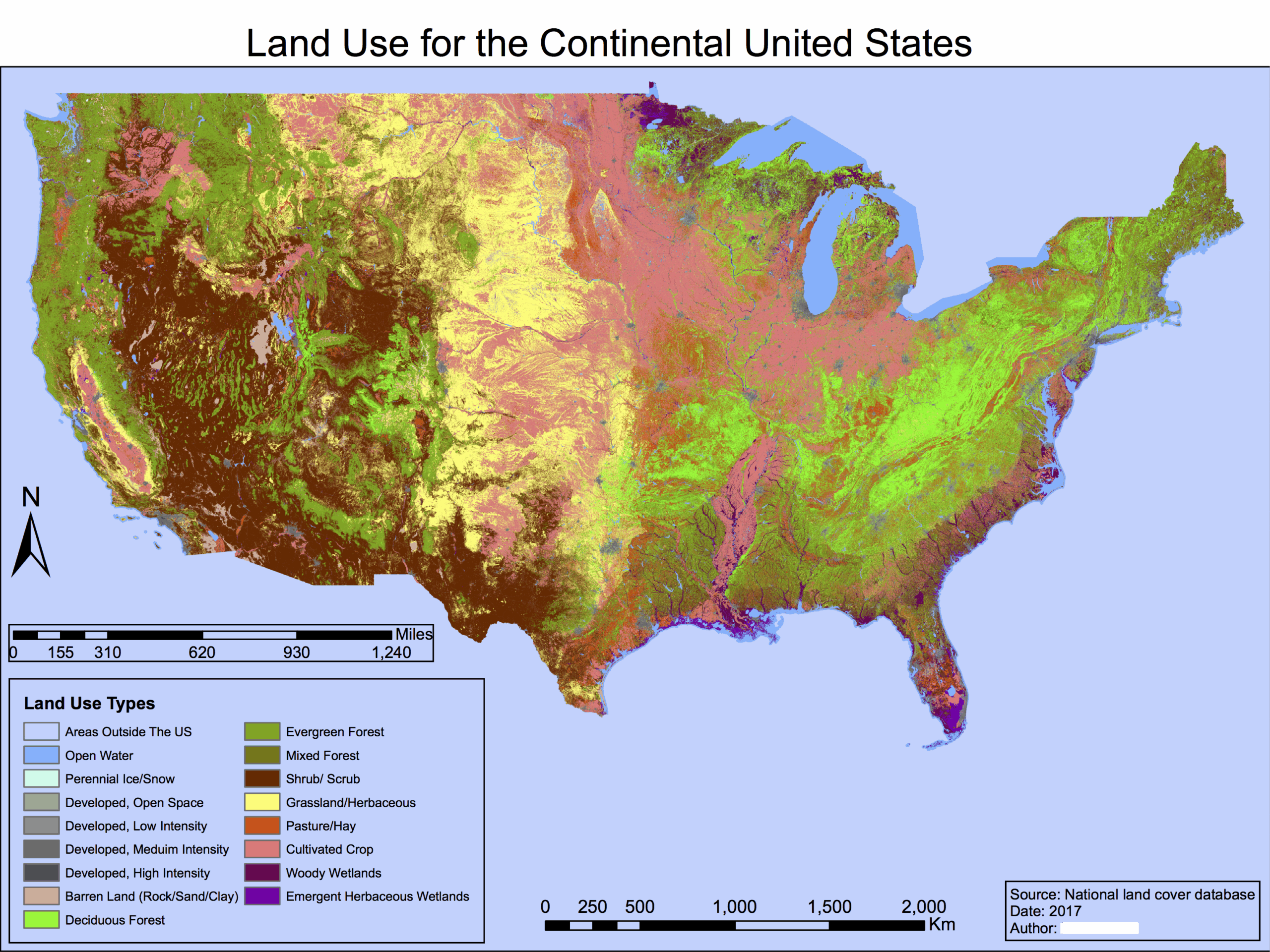 Land Use Map Of The Continental Usa I Made For My Dissertation in Map Of Land Use In Usa