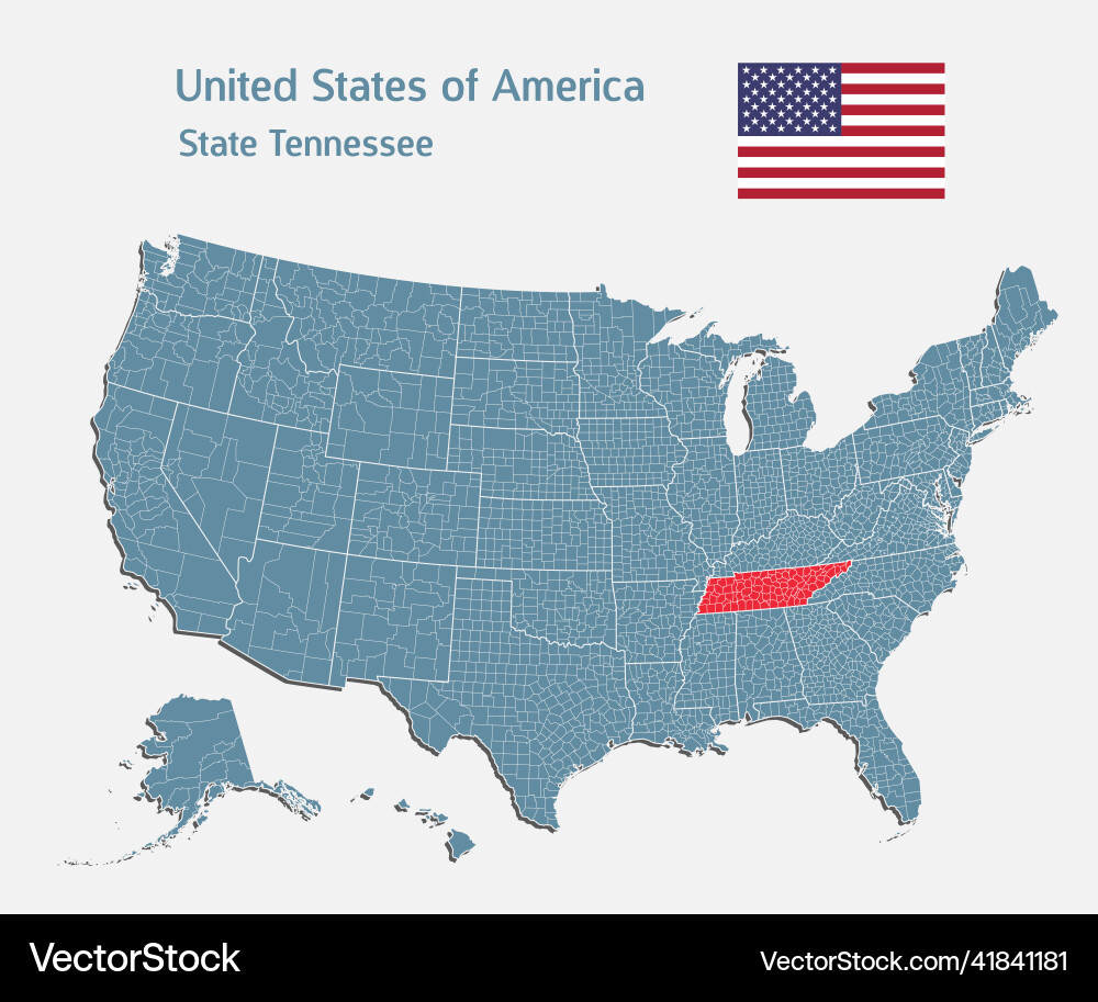 Landkarte Land Usa Und Staat Tennessee Lizenzfreier Vektor in Tennessee On A Map of USA