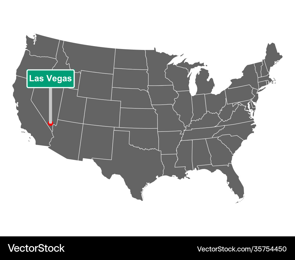 Landkarte Usa Mit Straßenschild Las Vegas Vektorbild regarding Map Of Usa States Las Vegas