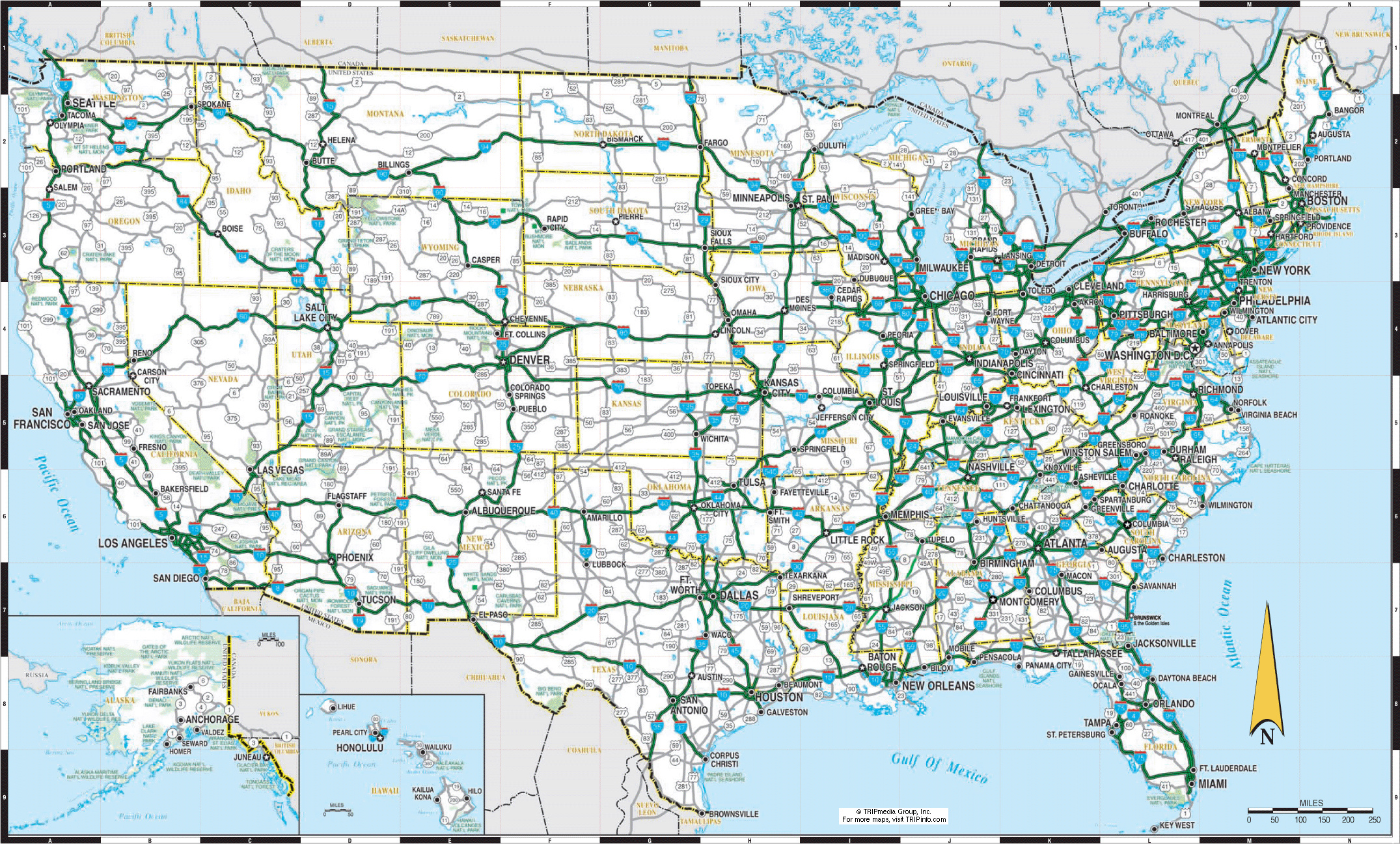 Large Detailed Highways Map Of The Us. The Us Large Detailed for Highway Map of the USA with States and Cities