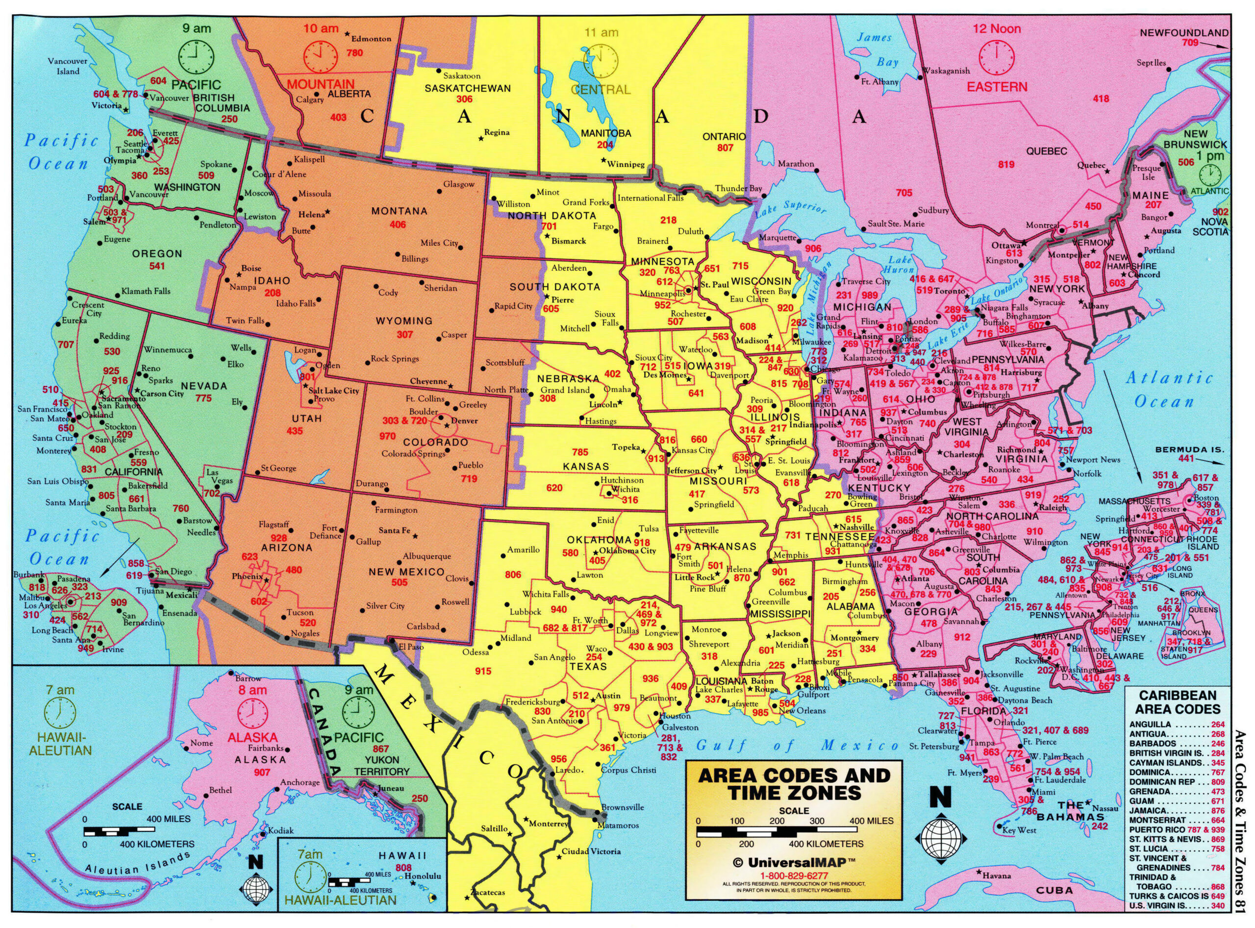 Large Detailed Map Of Area Codes And Time Zones Of The Usa. The in Time Zone Map Of Usa With States And Cities