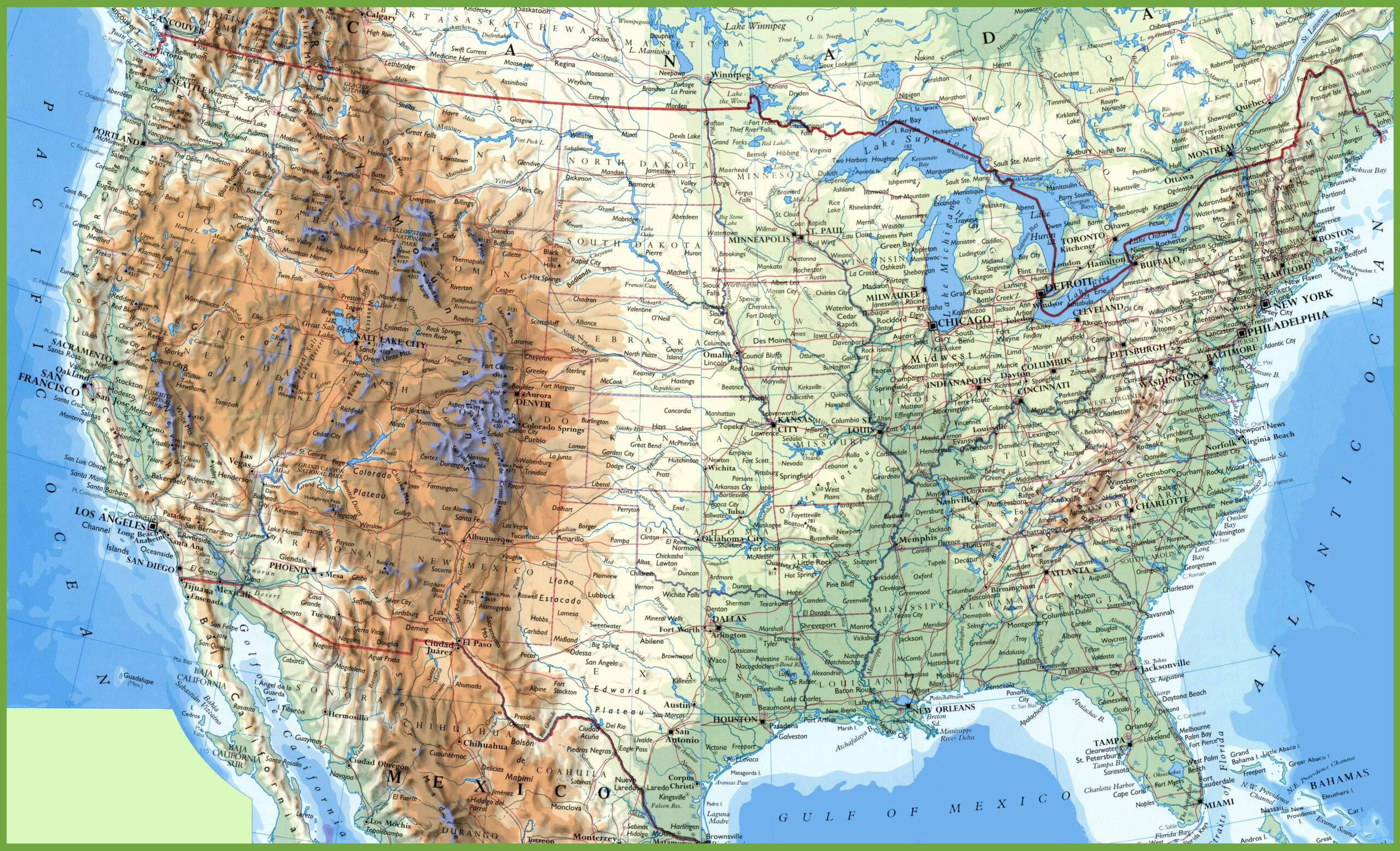 Large Detailed Map Of Usa With Cities And Towns - Ontheworldmap for Map of USA with States and Cities and Towns
