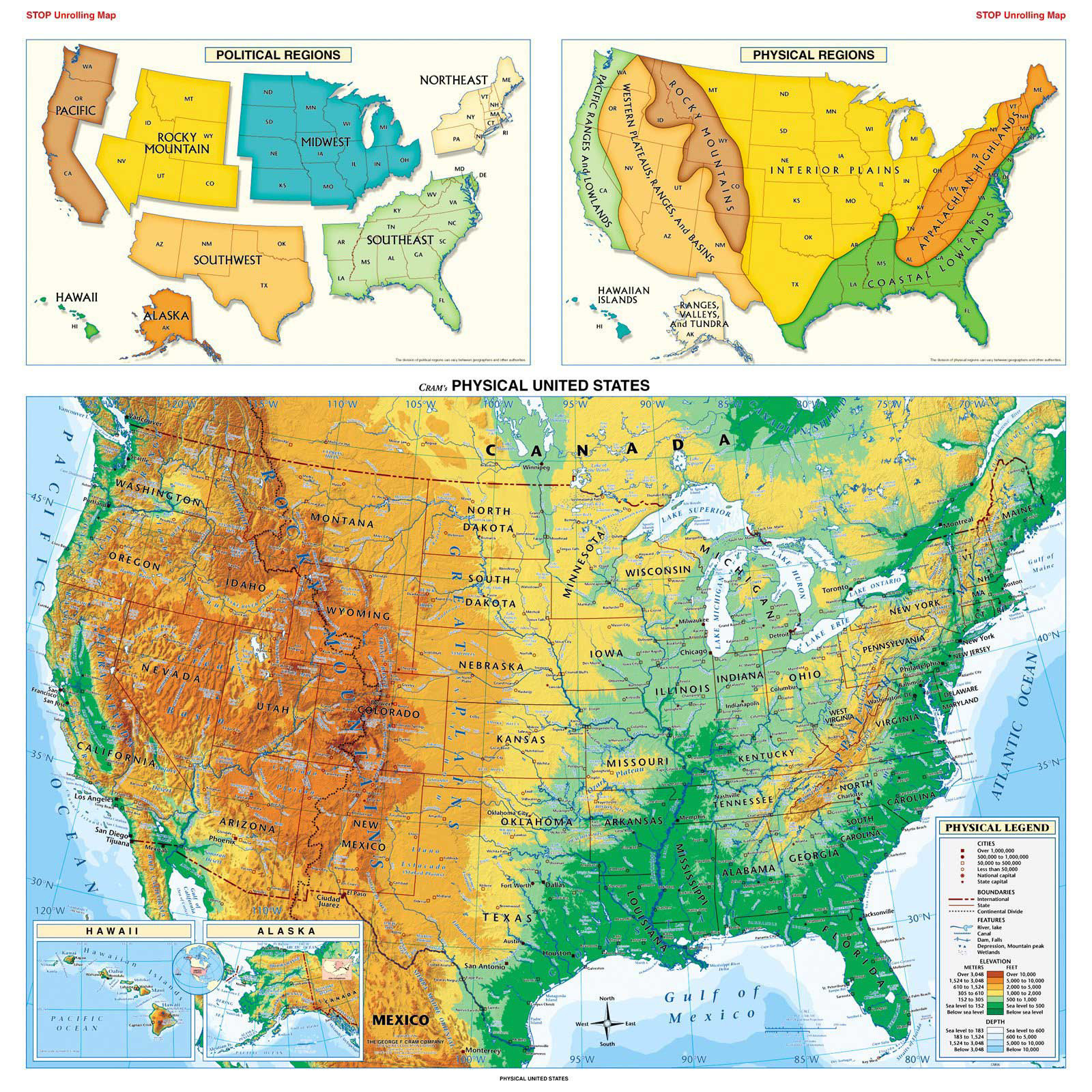 Large Detailed Physical Map Of The Usa. The Usa Large Detailed in Physical Map of the USA with Labels