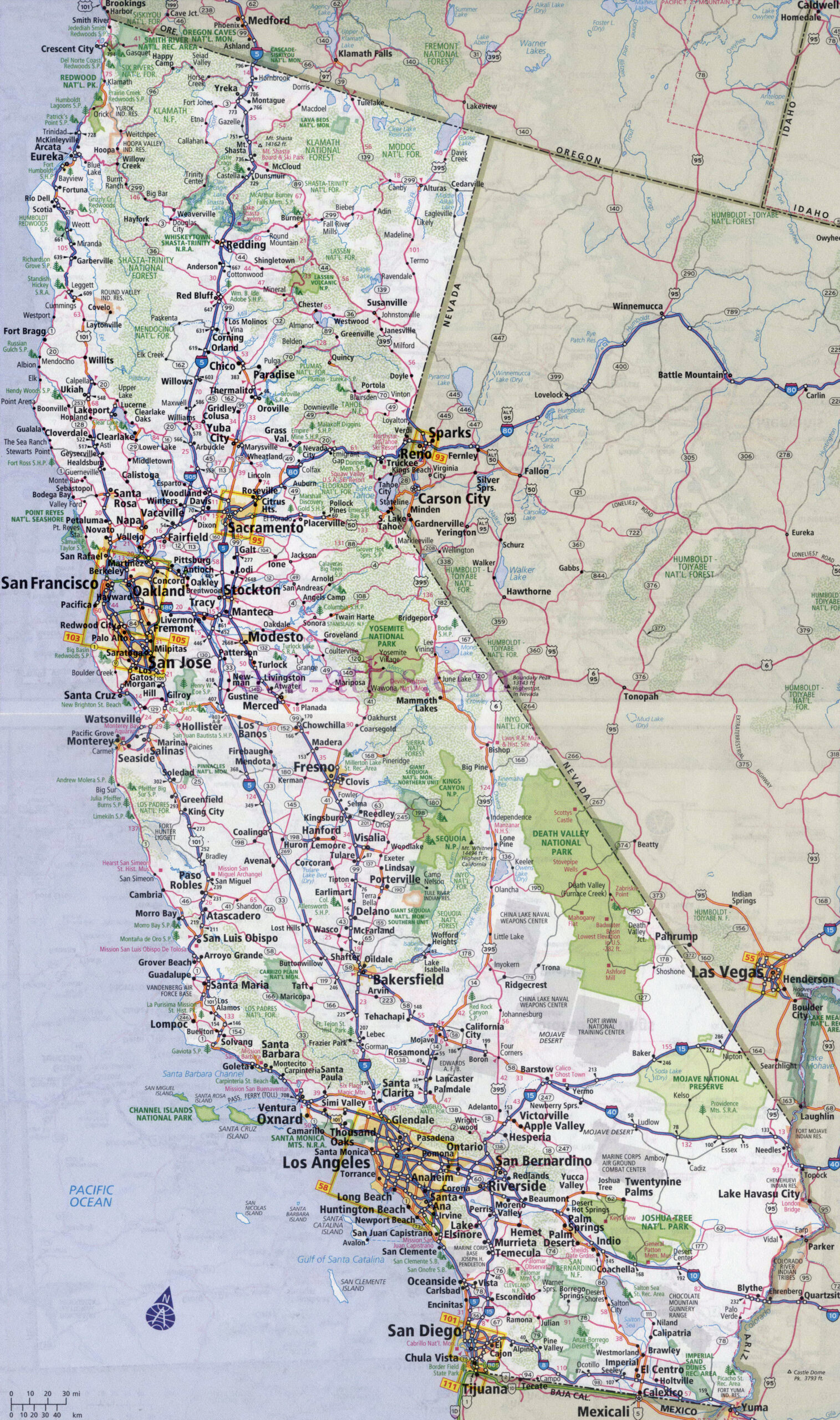 Large Detailed Road And Highways Map Of California State With All pertaining to Map of West Coast USA with Cities