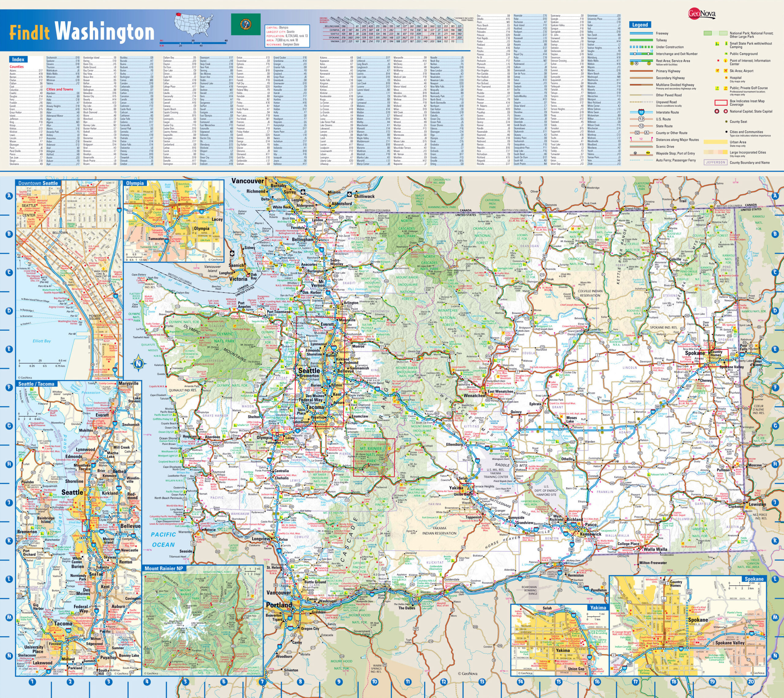 Large Roads And Highways Map Of Washington State With National for Road Map Of Washington State Usa