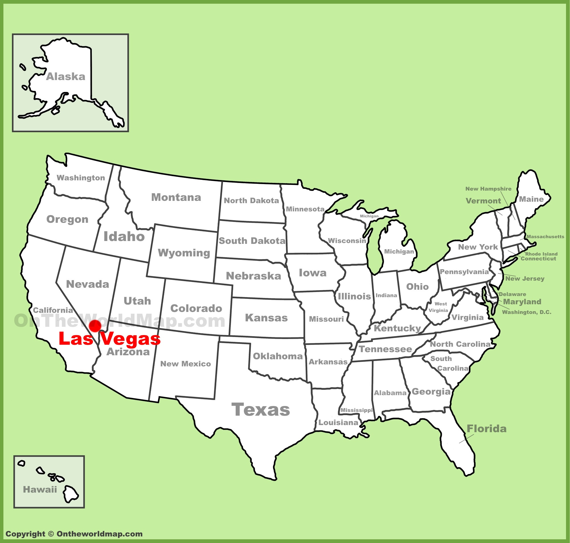 Las Vegas Location On The U.s. Map - Ontheworldmap regarding Las Vegas On The Map Of Usa
