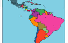 Latin America Political Map inside Map of USA and Latin America