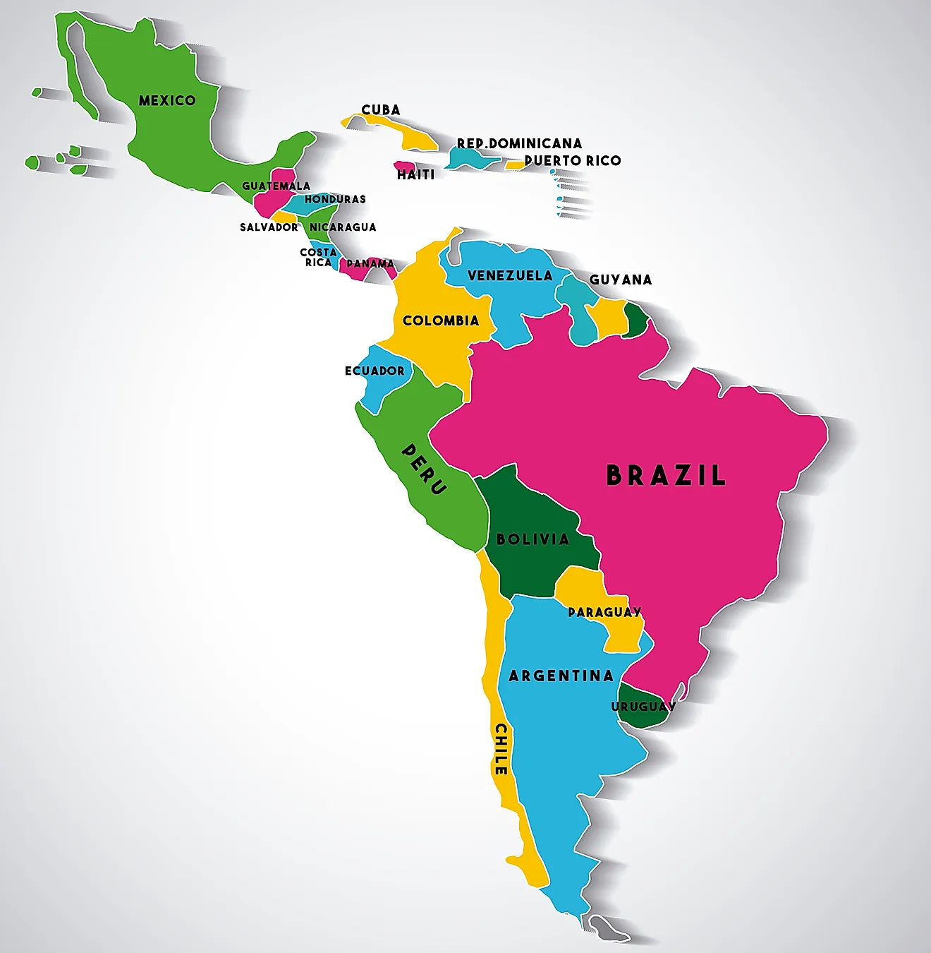 Latin American Countries - Worldatlas regarding Map Of Usa Mexico And South America