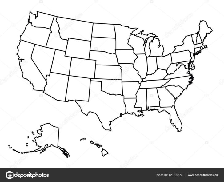 Map of USA States Blank Outline