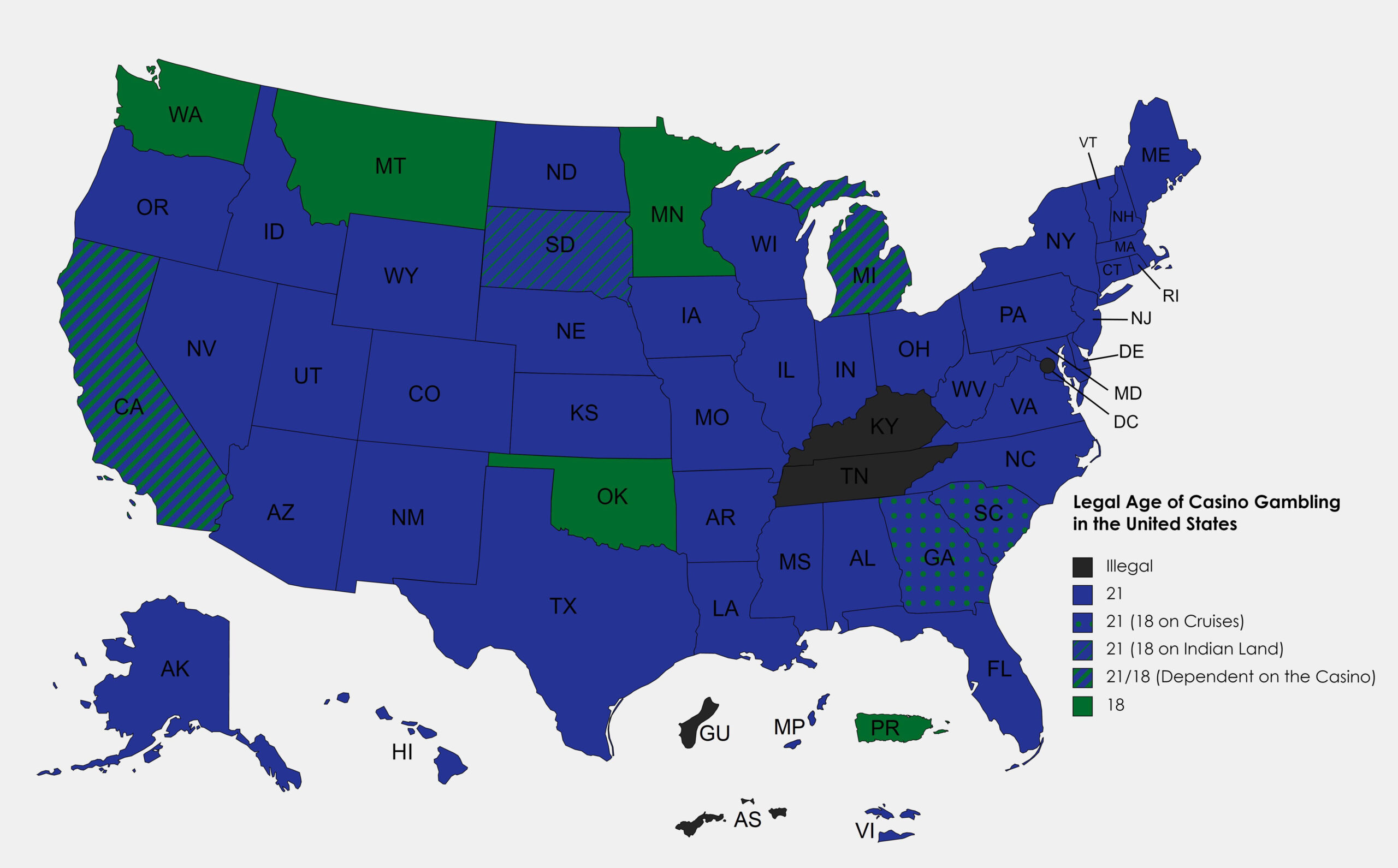 Legal Age Of Casino Gambling In The Us : R/Mapporn regarding Map Of All Casinos In Usa