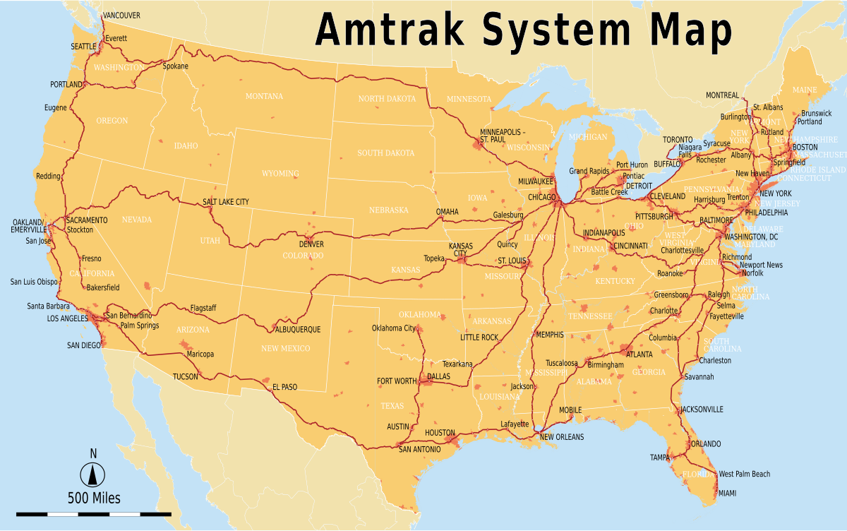 List Of Amtrak Routes - Wikipedia intended for Map of Amtrak Routes Across USA