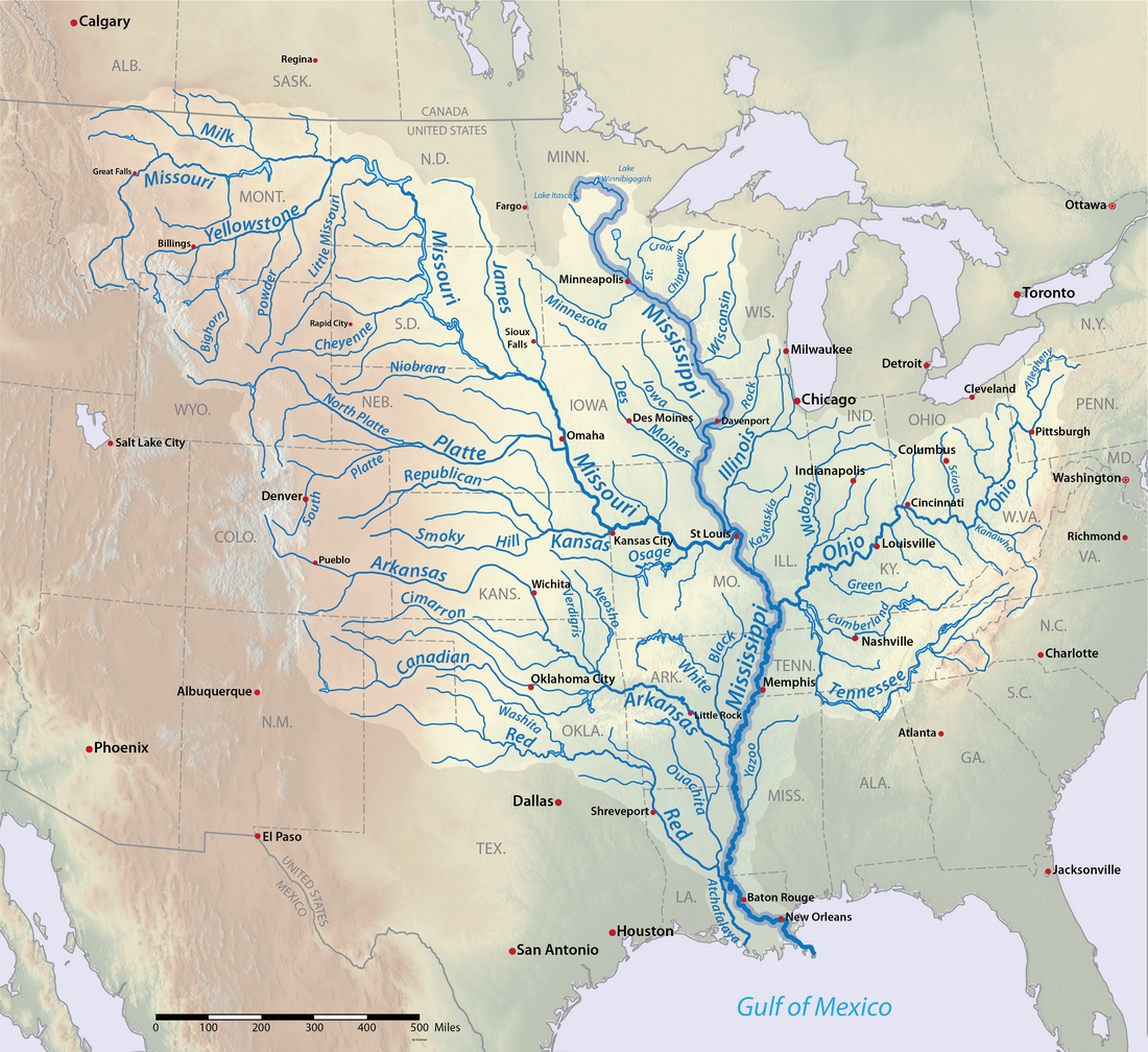 List Of Longest Rivers Of The United States - Wikiwand throughout Map Of Usa With Mississippi River Highlighted