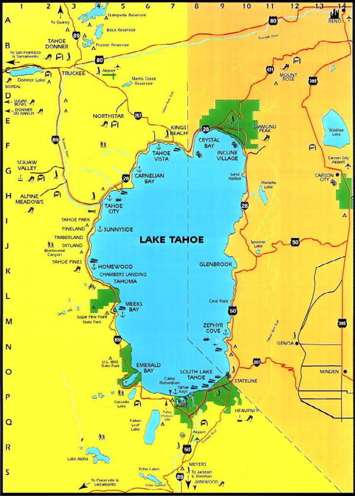 Lake Tahoe On Map of USA