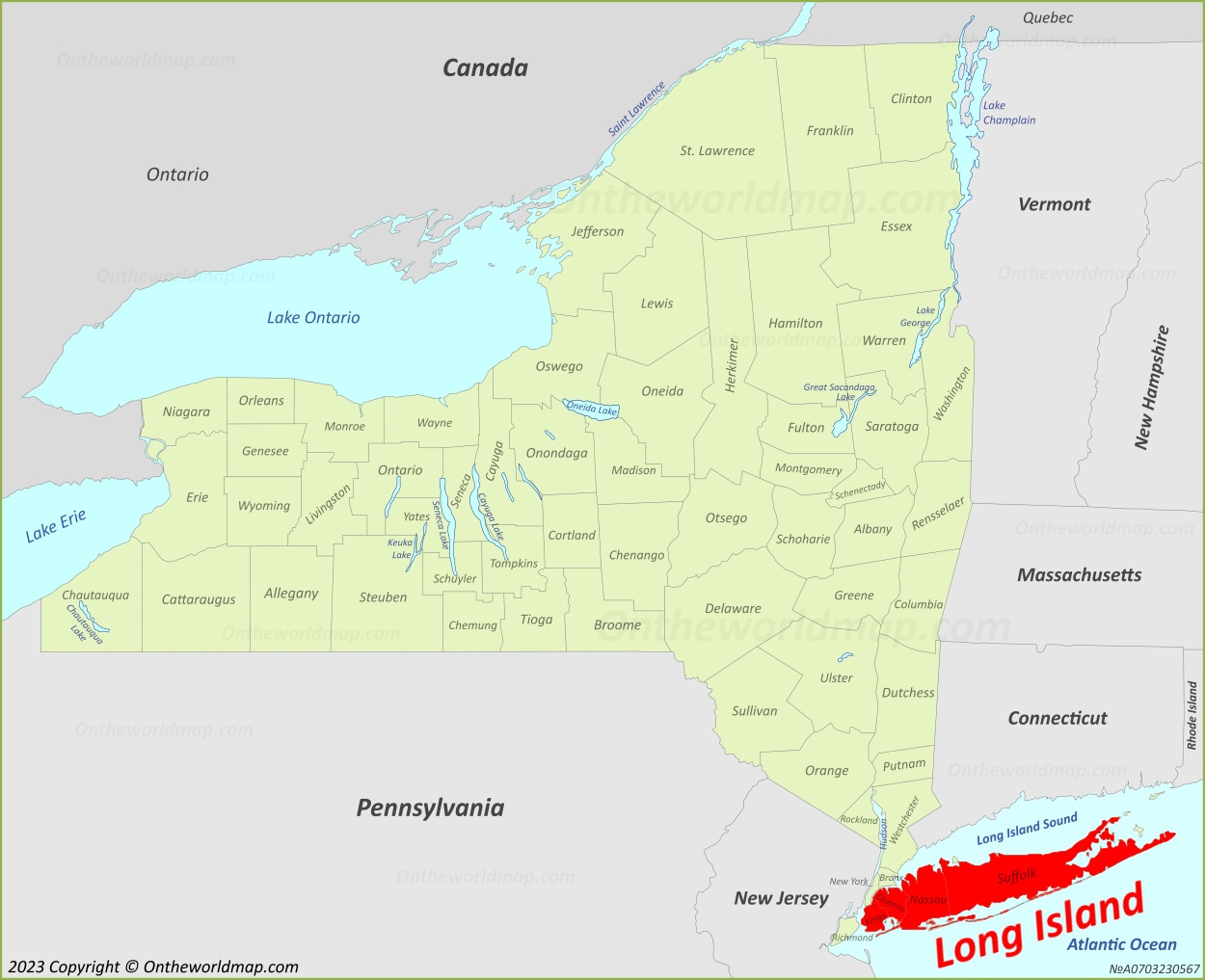 Long Island Location On The New York State Map - Ontheworldmap with Long Island On Map of USA