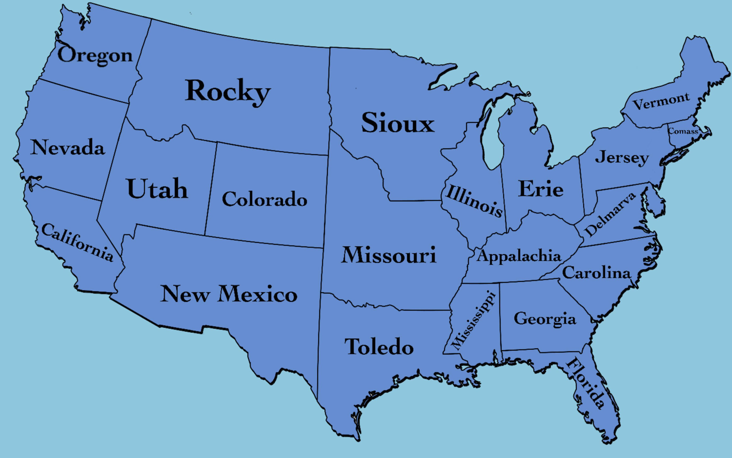 Lower 48 Organized Into 21 States : R/Imaginarymaps inside Map of USA Lower 48 States