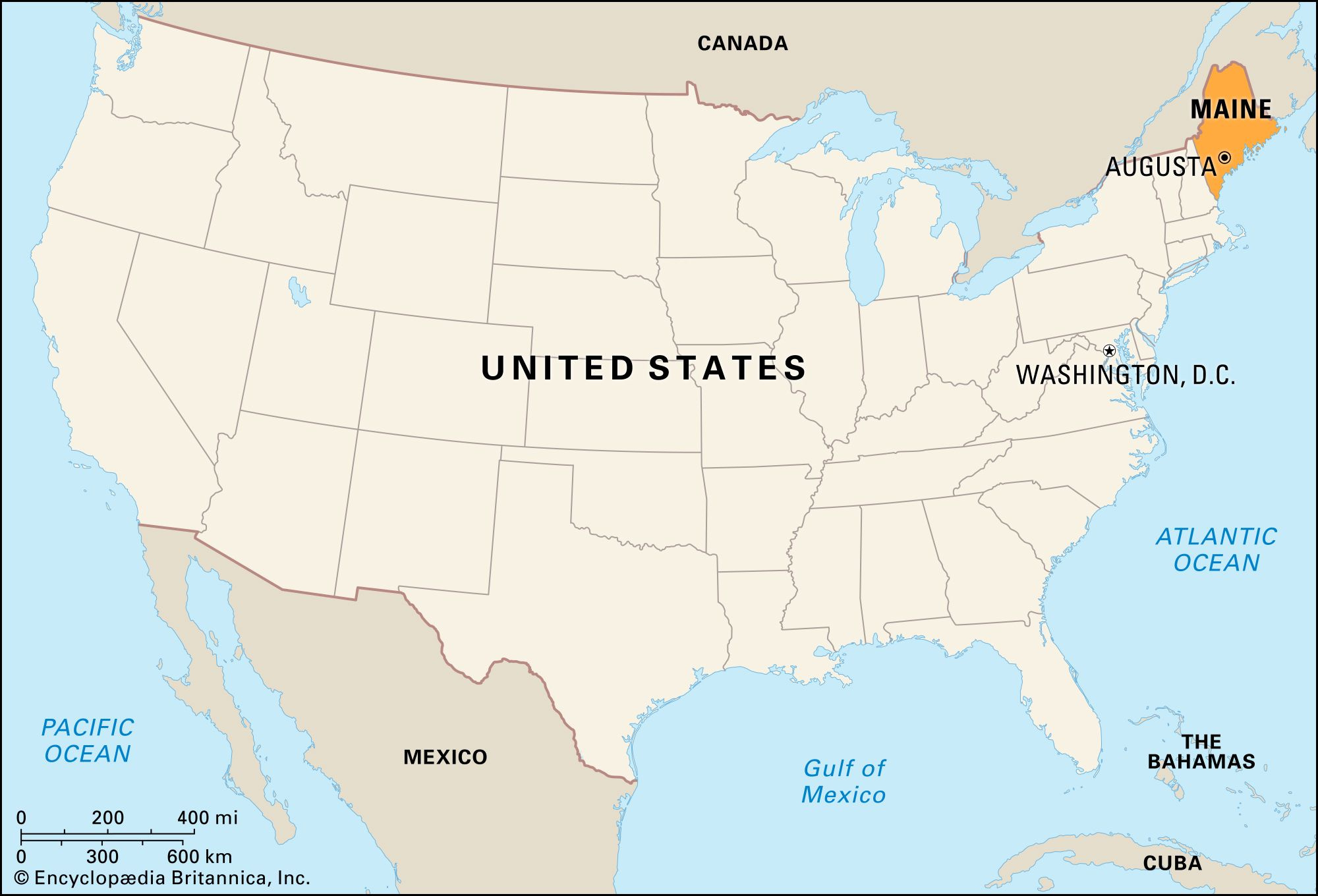 Maine | History, Facts, Map, &amp;amp; Points Of Interest | Britannica intended for Maine On A Map of USA