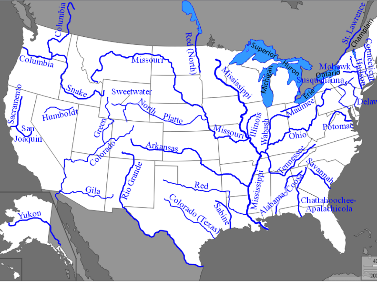 Major Rivers In The Usa : R/Mapporn throughout Map Of Major Rivers In Usa