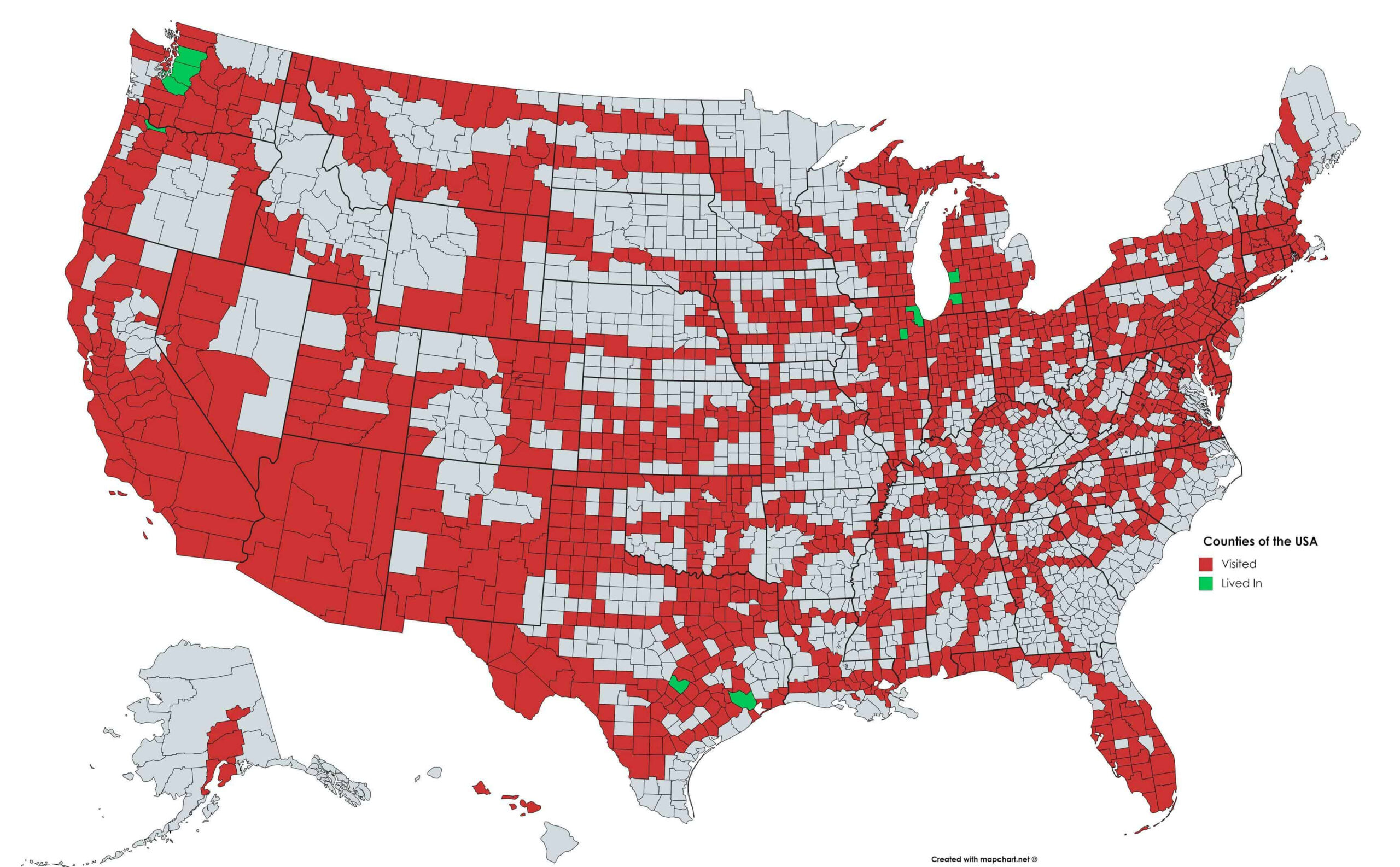 Make Your Own Travel Map Of Visited Countries With Mapchart - Blog intended for Map Of Usa Where I&amp;#039;Ve Been