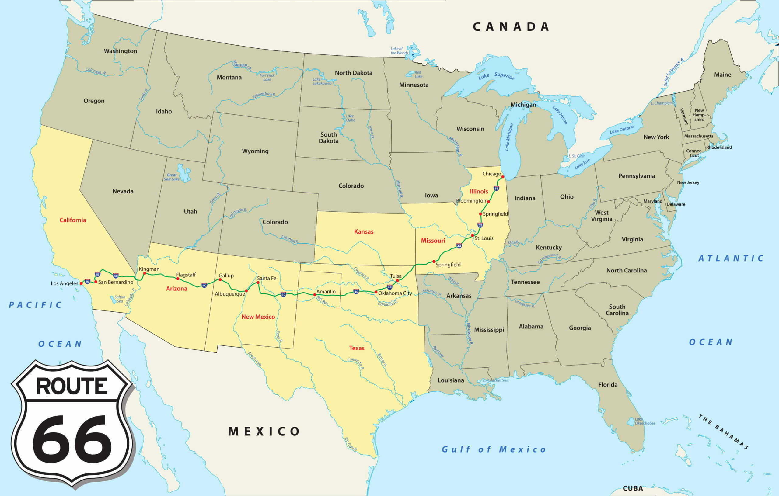 Making Sense Of The Route 66 Map inside Road Map Of Route 66 Usa