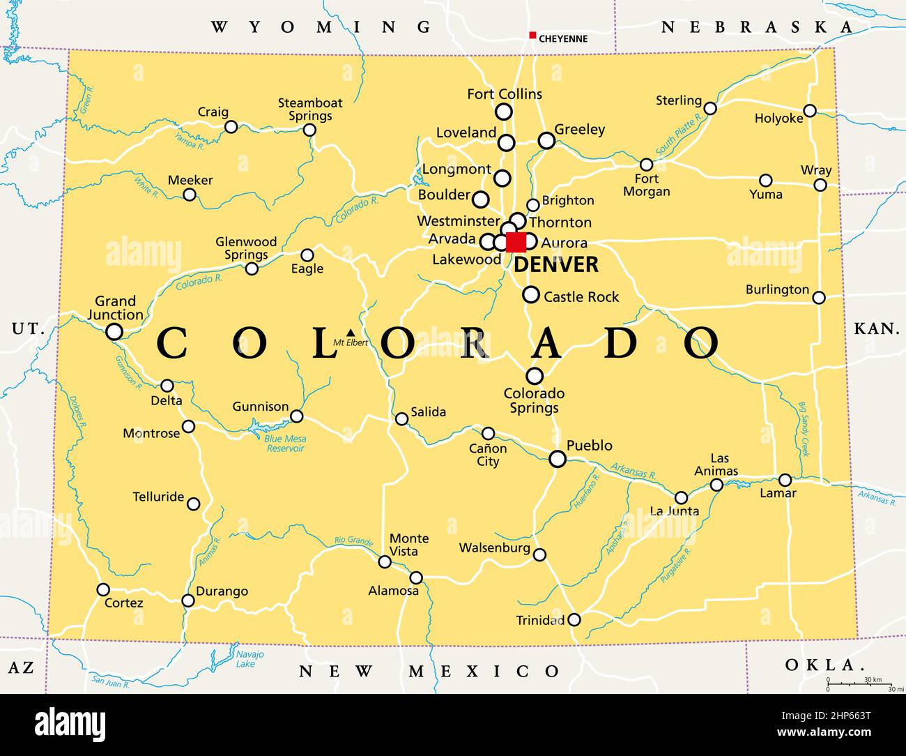 Map Colorado Co Usa United Stock Vector Images - Alamy throughout Colorado Springs On Map Of Usa