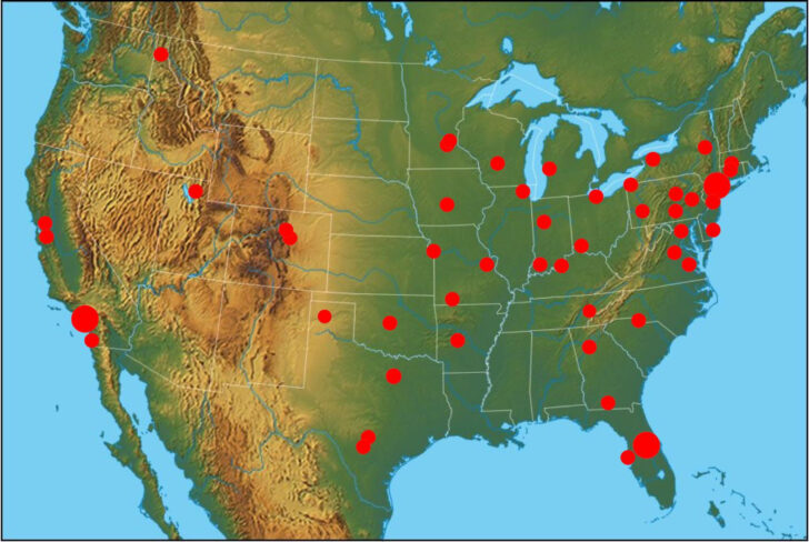 Map of Amusement Parks In USA
