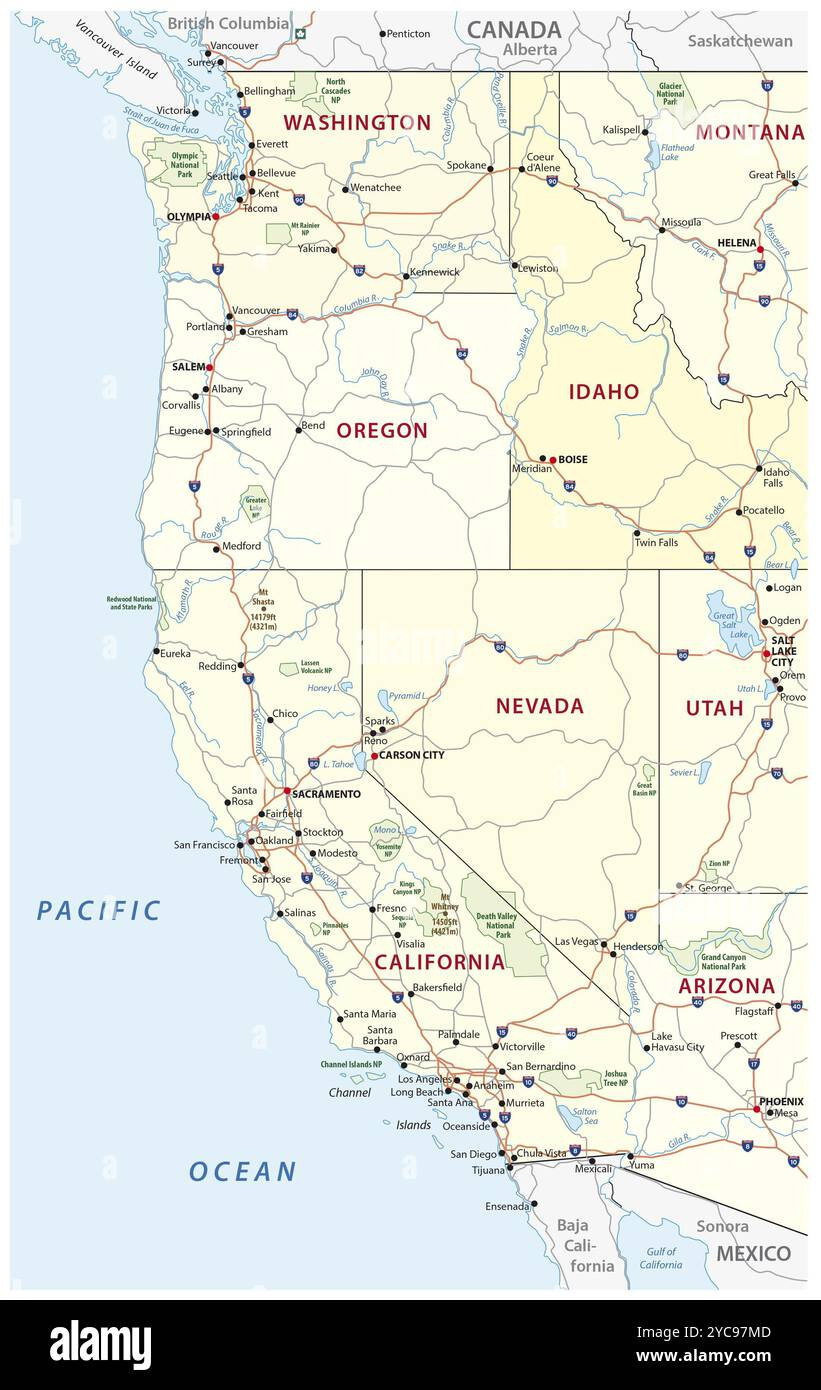 Map National Parks Usa -Fotos Und -Bildmaterial In Hoher Auflösung pertaining to Map of Western USA National Parks