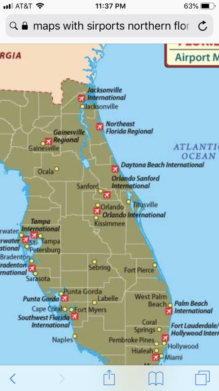 Map of Airports In Florida USA